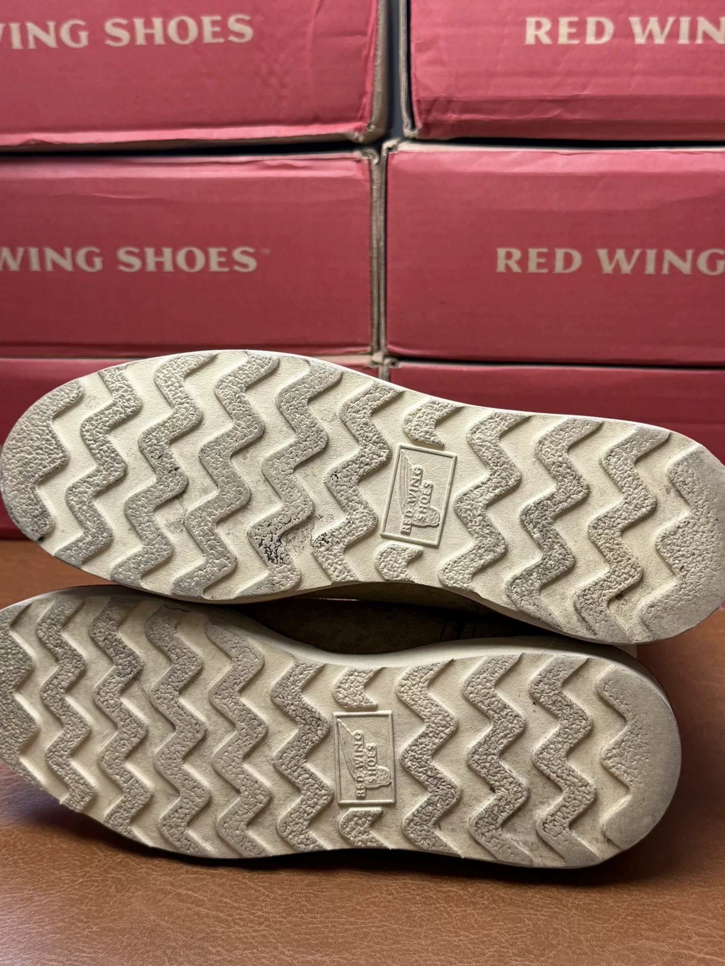 Red Wing Beige Suede Mid-Calf Boots — label