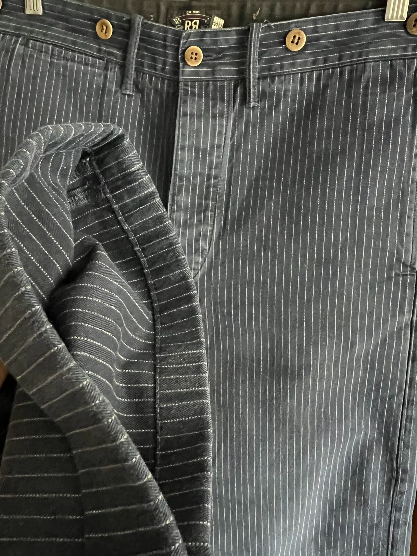RRL Double RL Railroad Stripe Bootcut Trousers — back
