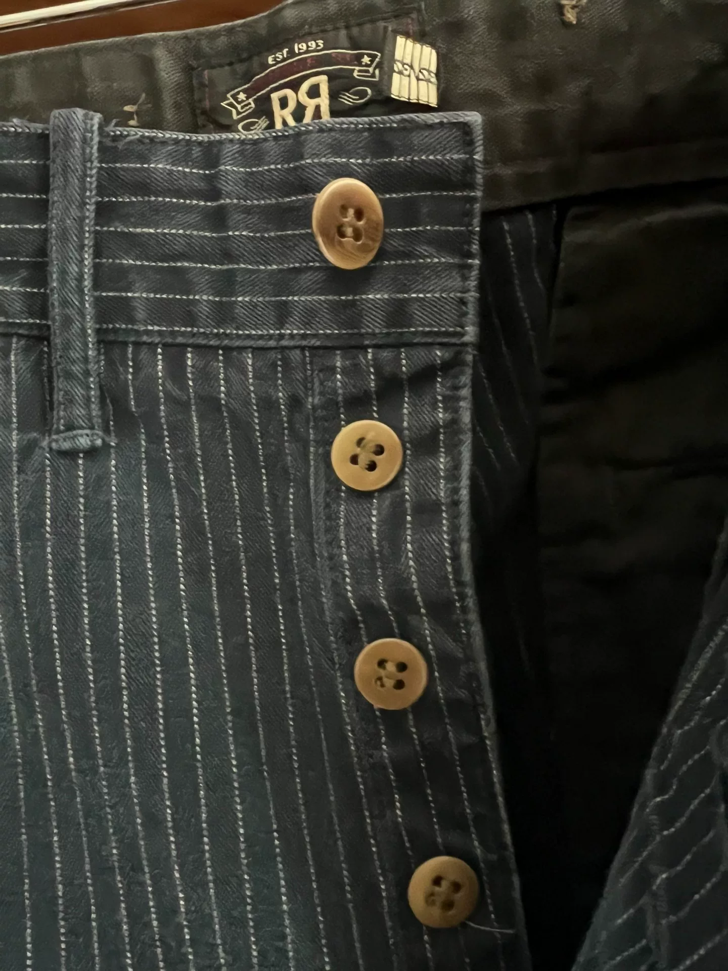 RRL Double RL Railroad Stripe Bootcut Trousers — label