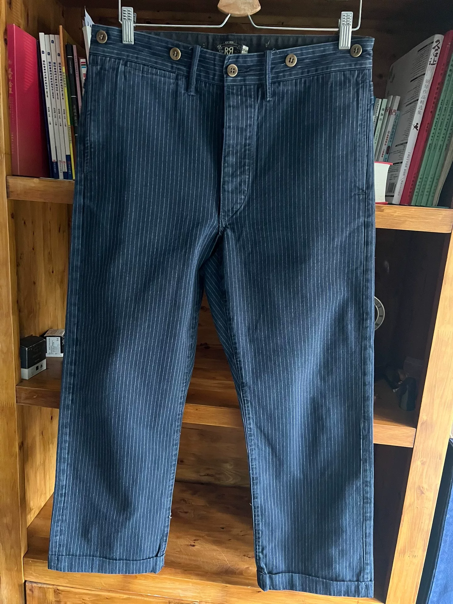 RRL Double RL Railroad Stripe Bootcut Trousers — detail