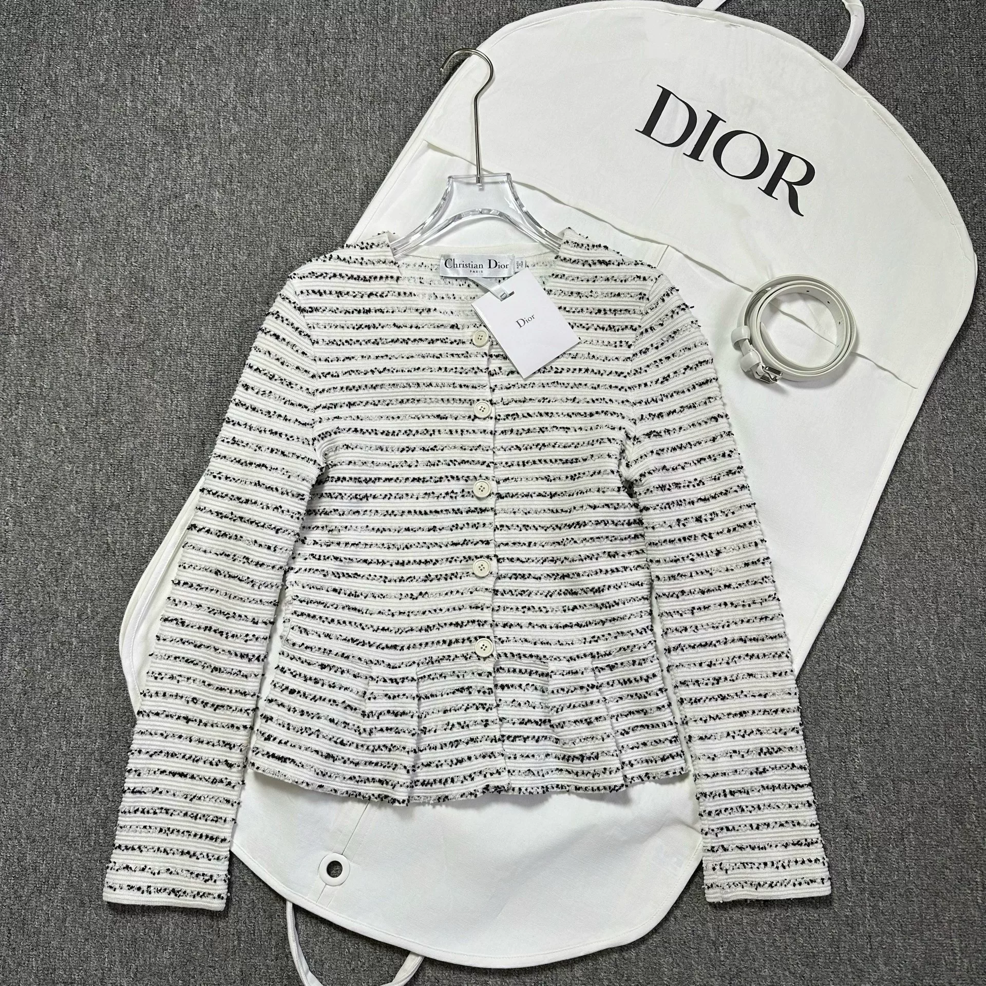 Dior Black White Striped Tweed Jacket