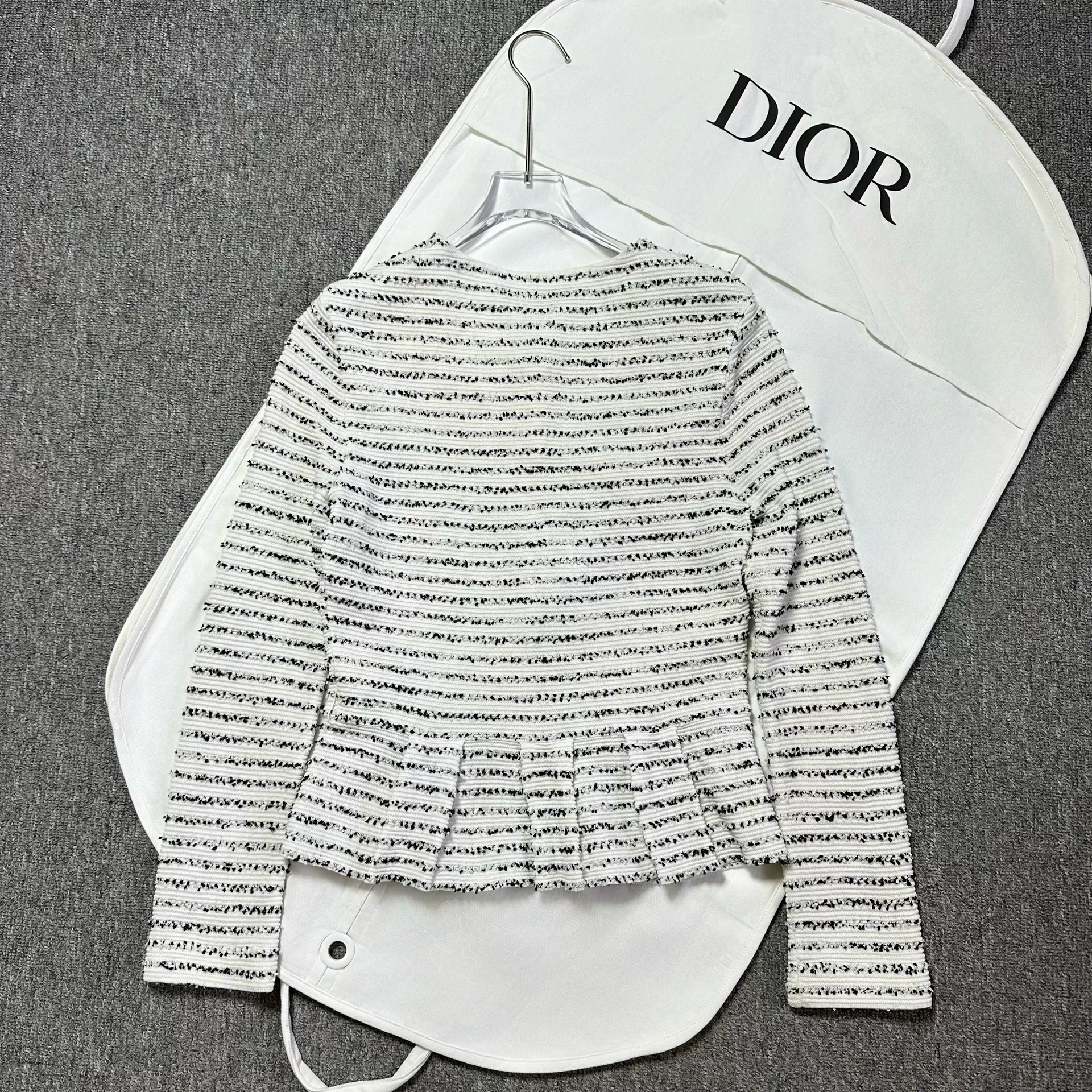 Dior Black White Striped Tweed Jacket — label