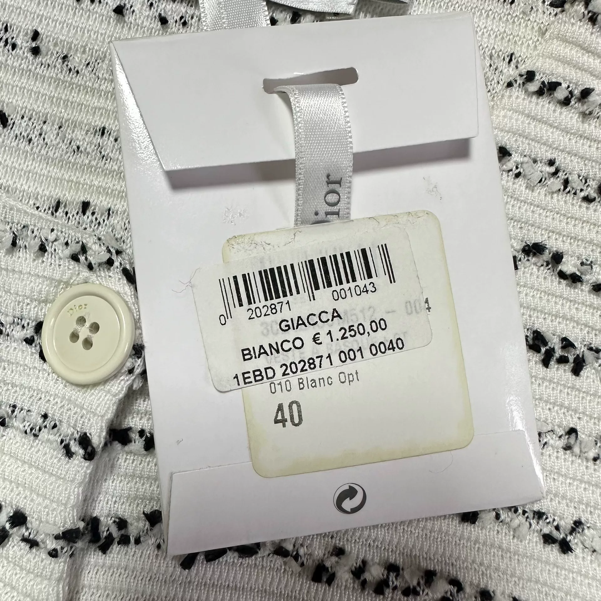 Dior Black White Striped Tweed Jacket — back