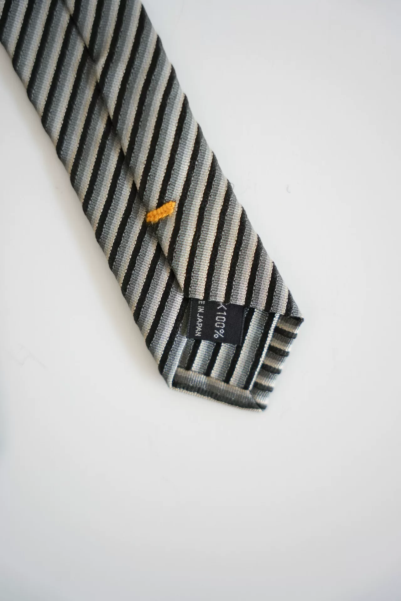 Yohji Yamamoto Diagonal Stripe Silk Tie — detail