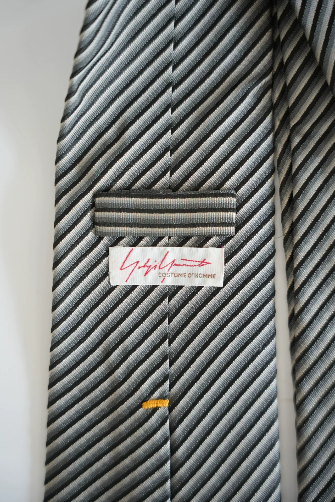 Yohji Yamamoto Diagonal Stripe Silk Tie — front