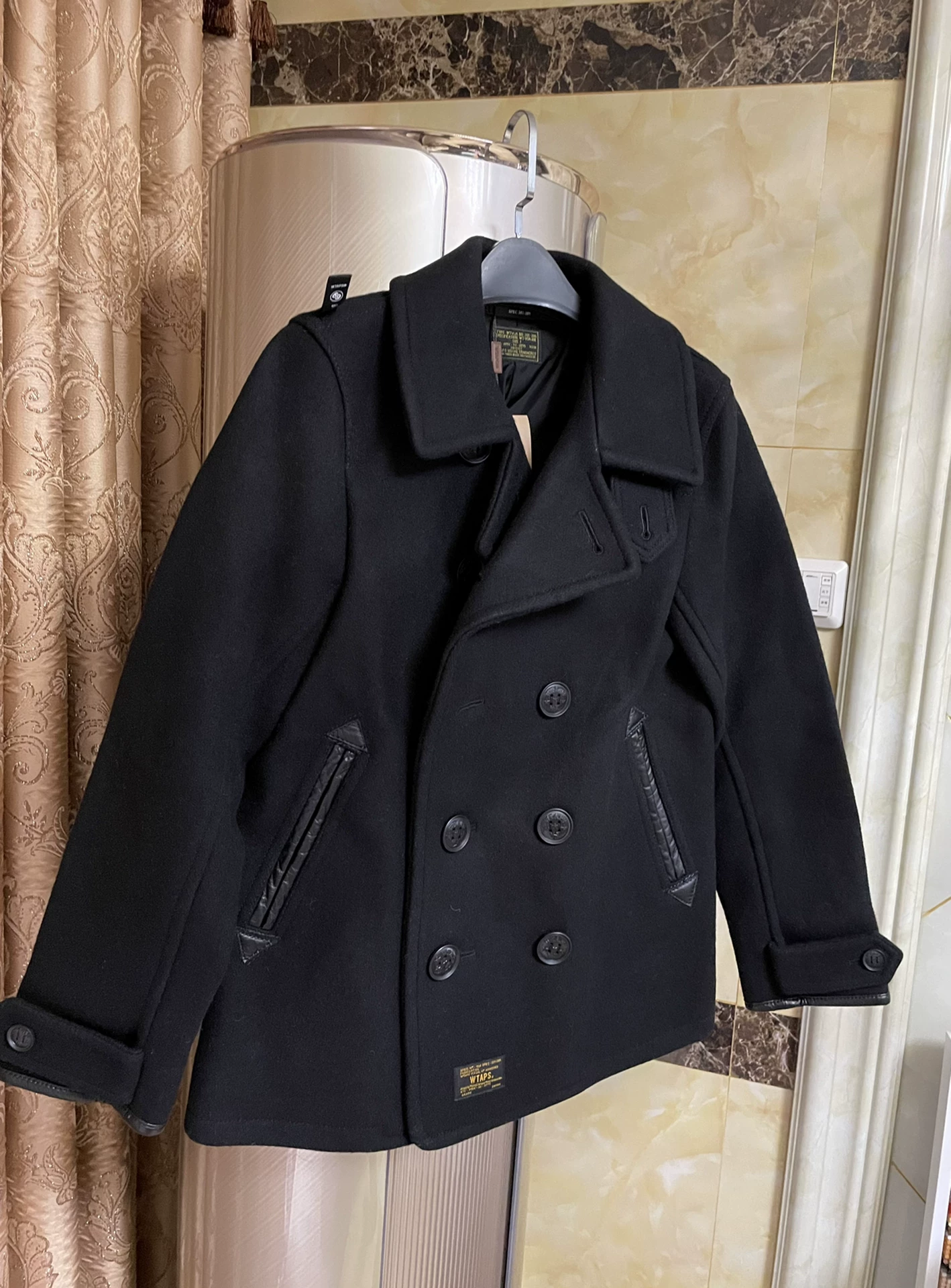 WTAPS Black Watch Coat — detail