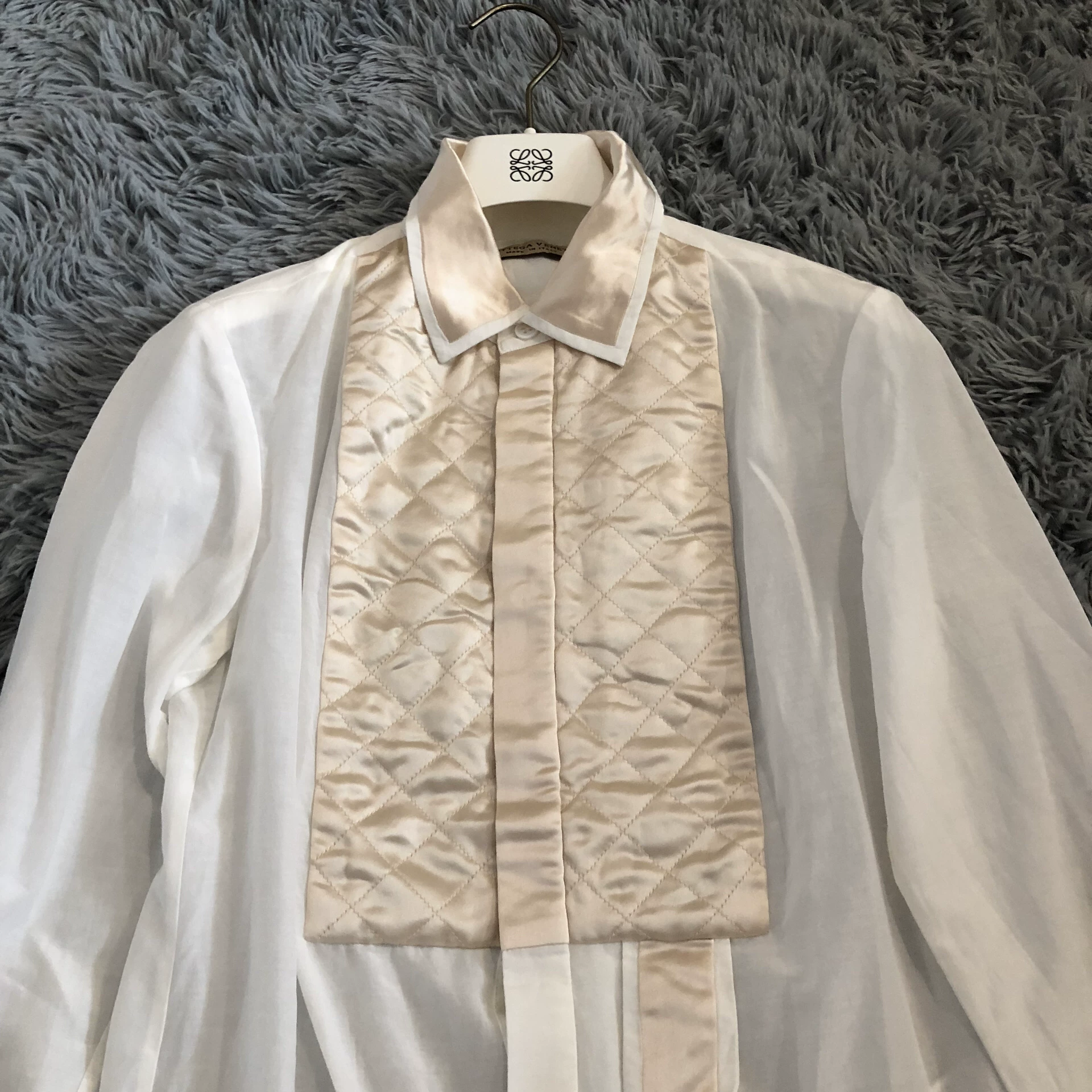 Bottega Veneta Diamond-Quilted White Shirt — front