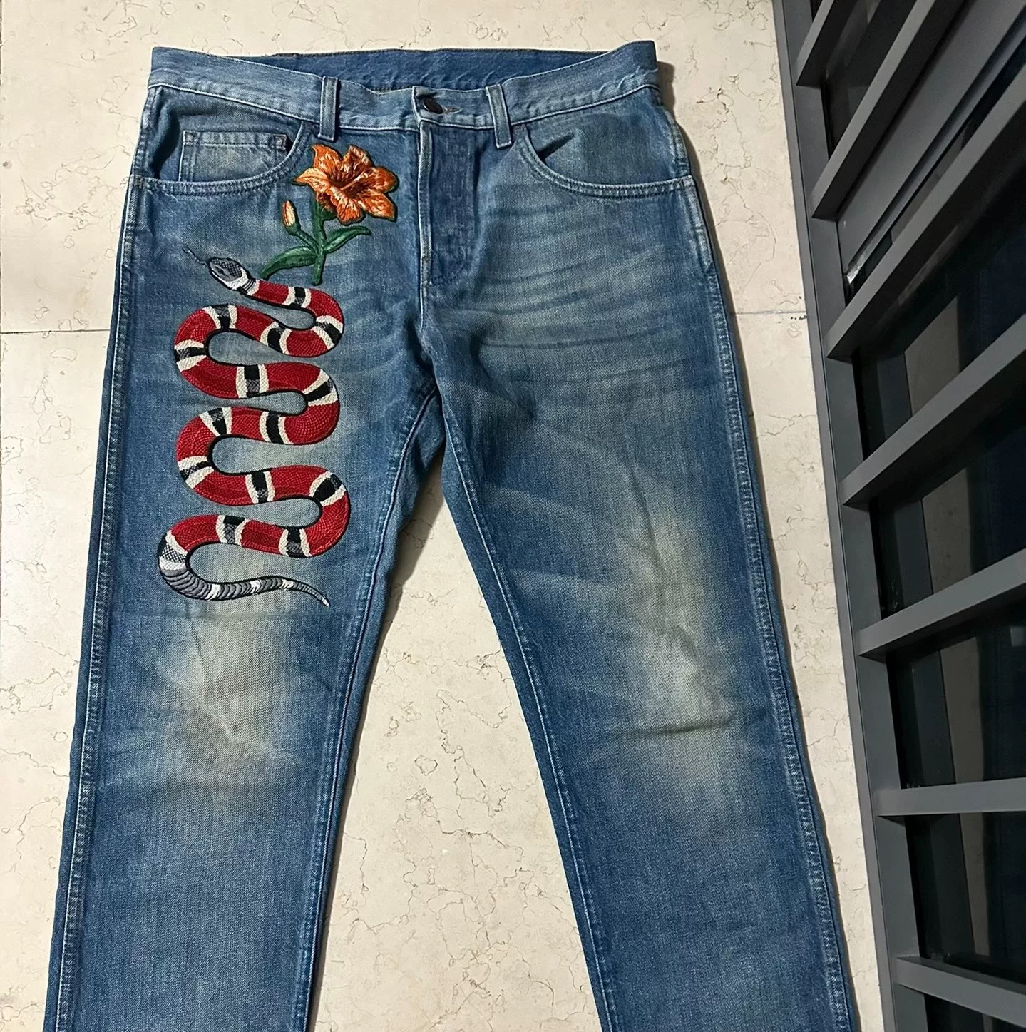 Gucci Coral Snake Washed Jeans
