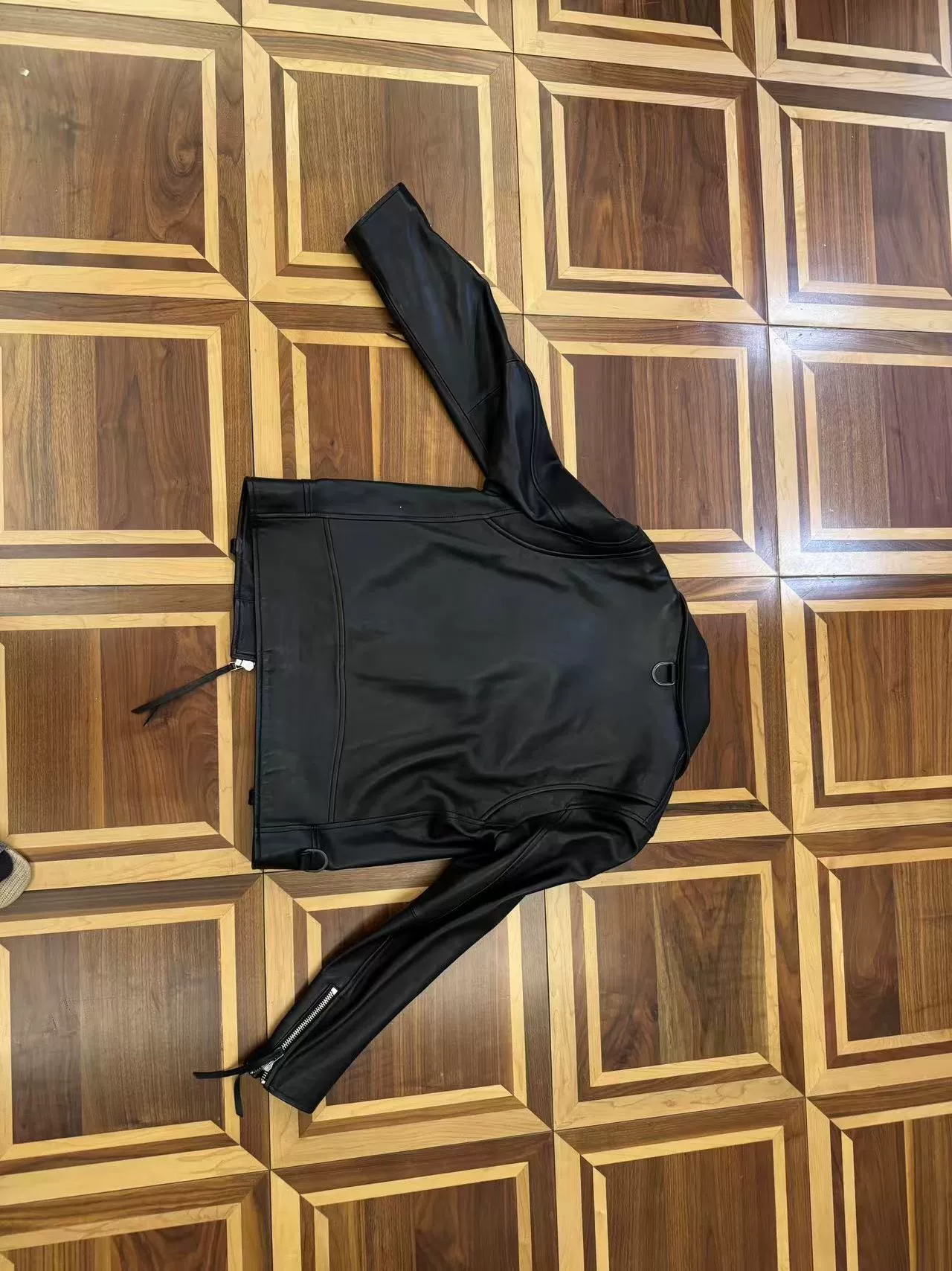 A Bathing Ape Black Biker Jacket — front