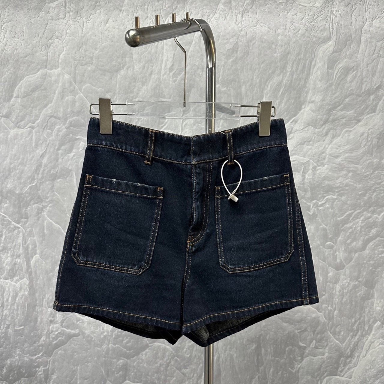 DIOR Washed Distressed Denim Shorts — front
