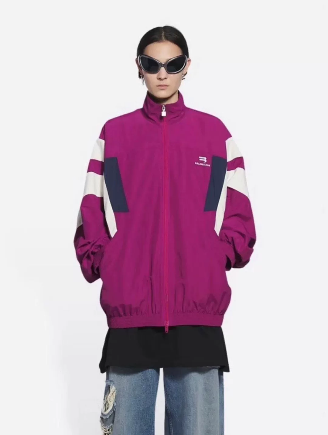 Balenciaga 22ss SportyB Pink Black Jacket — front