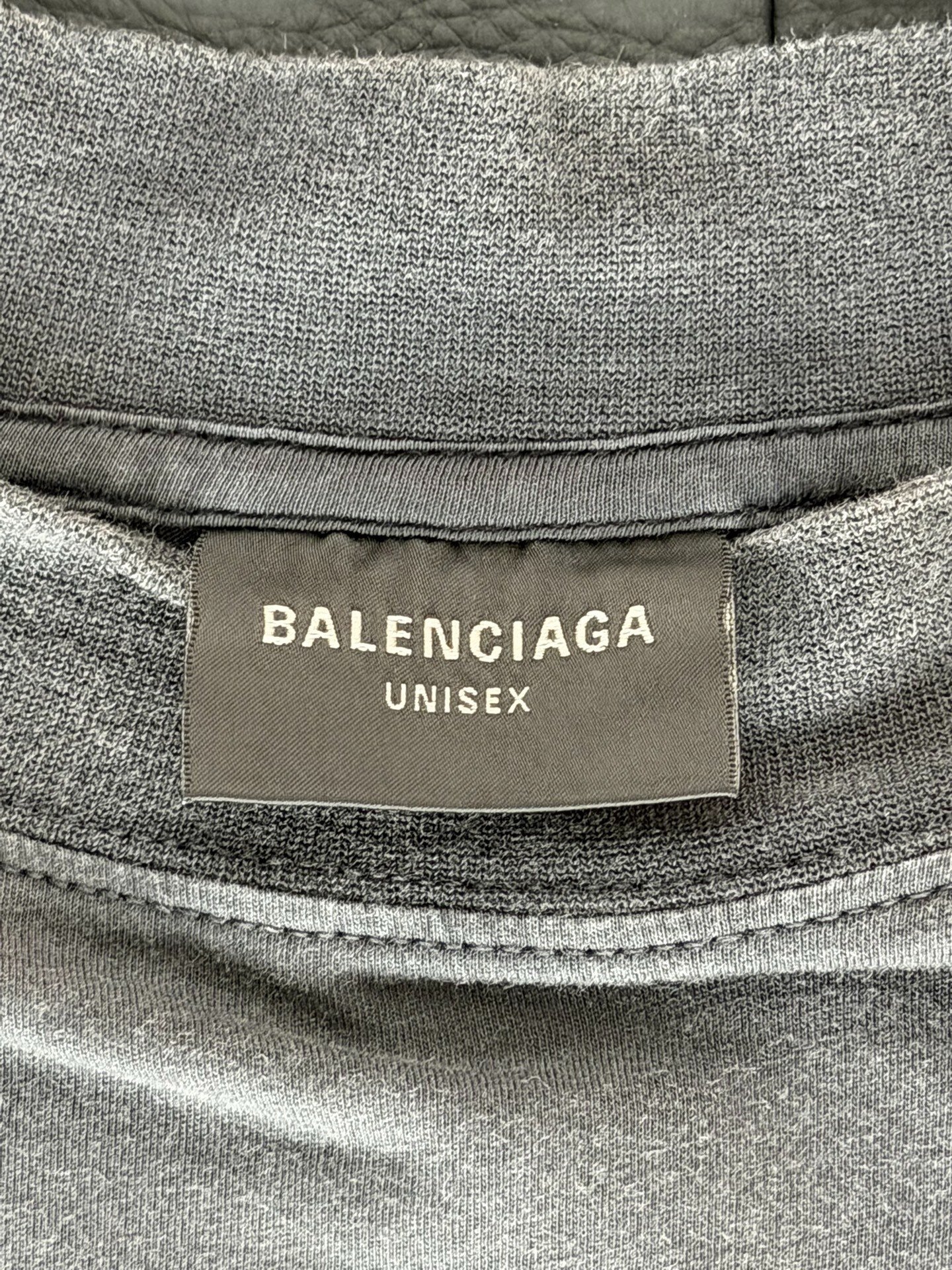 Balenciaga Blue Logo Gray Short-Sleeve T-Shirt — label