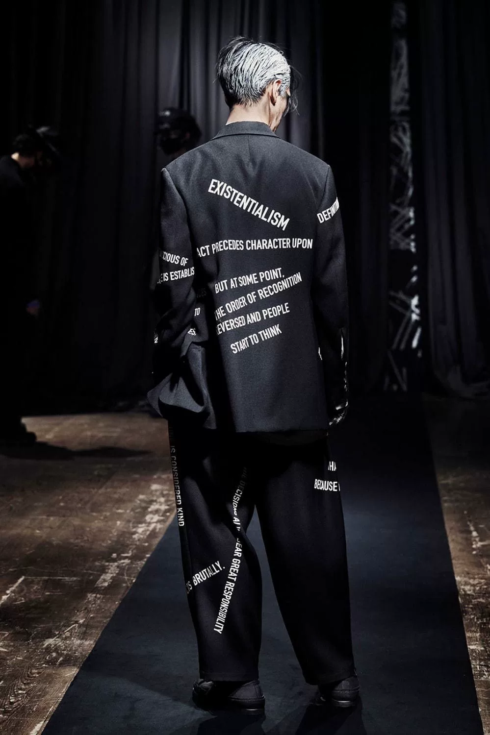 Yohji Yamamoto 21AW Text Print Wide-Leg Pants — front