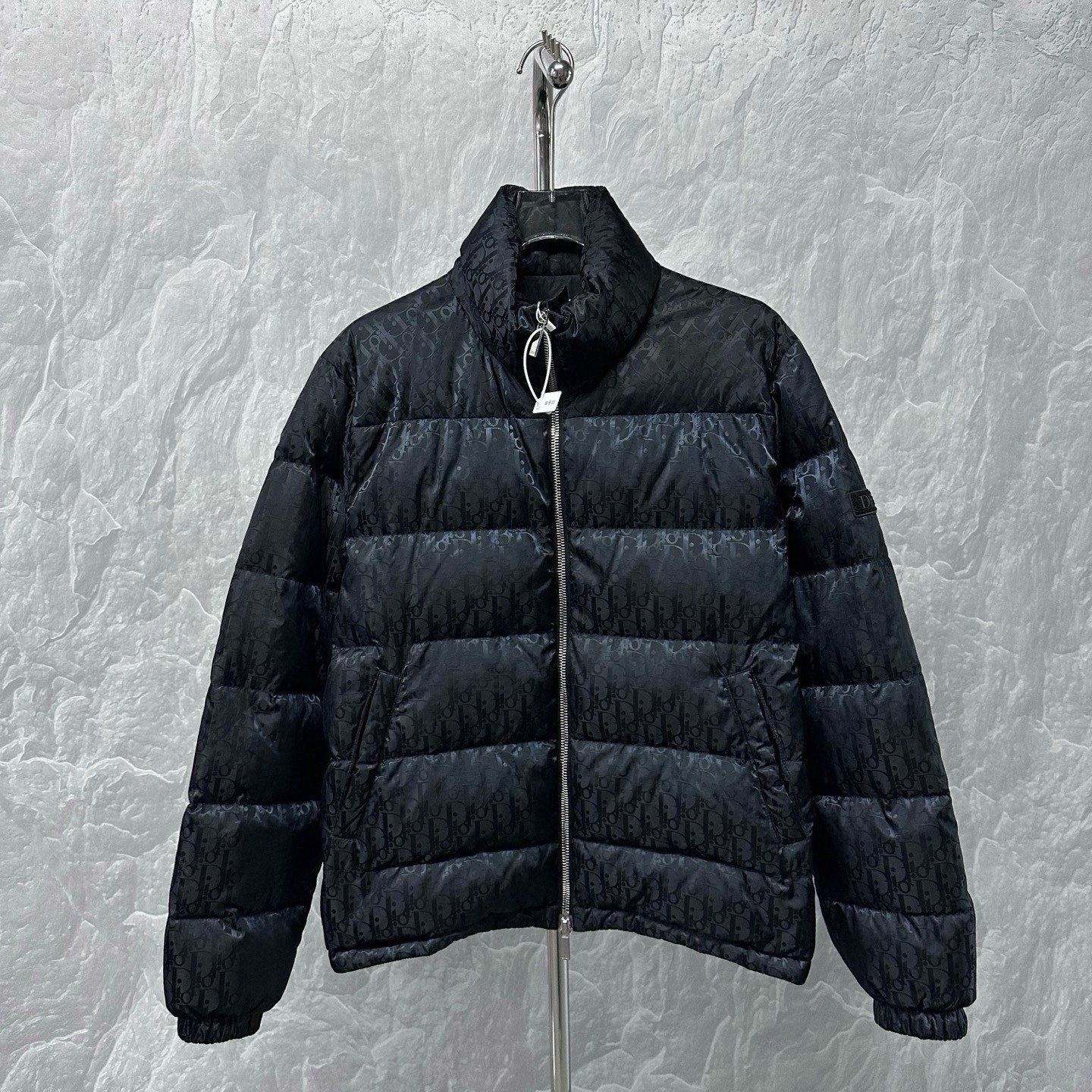 Dior Stand Collar Logo Print Down Jacket