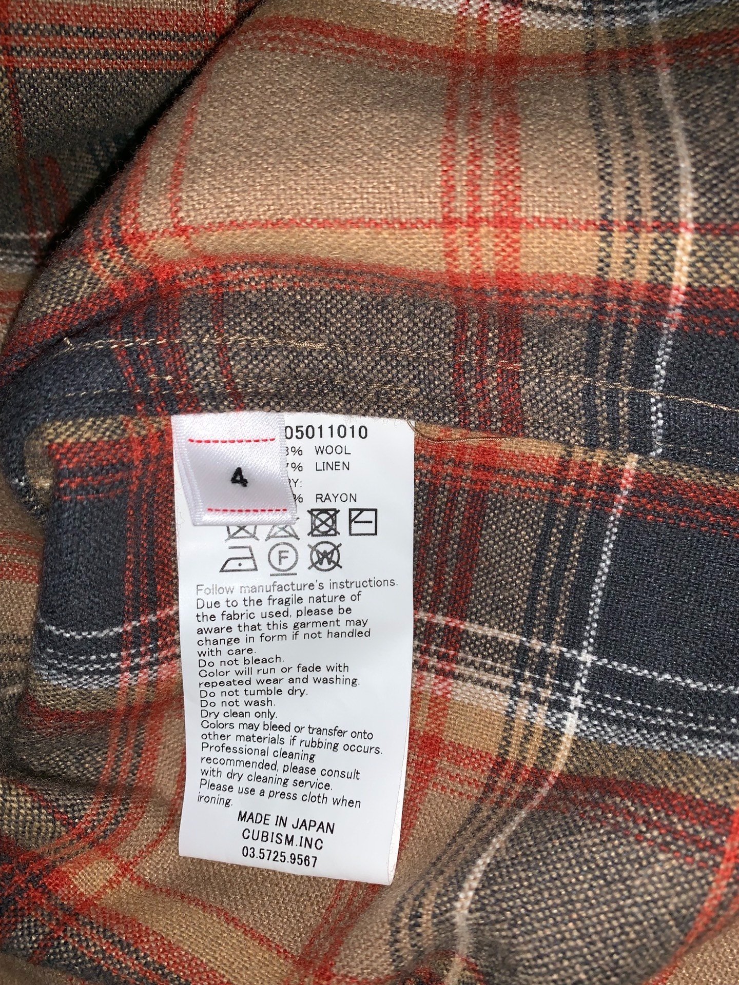 visvim Plaid Wool Linen Shirt — detail