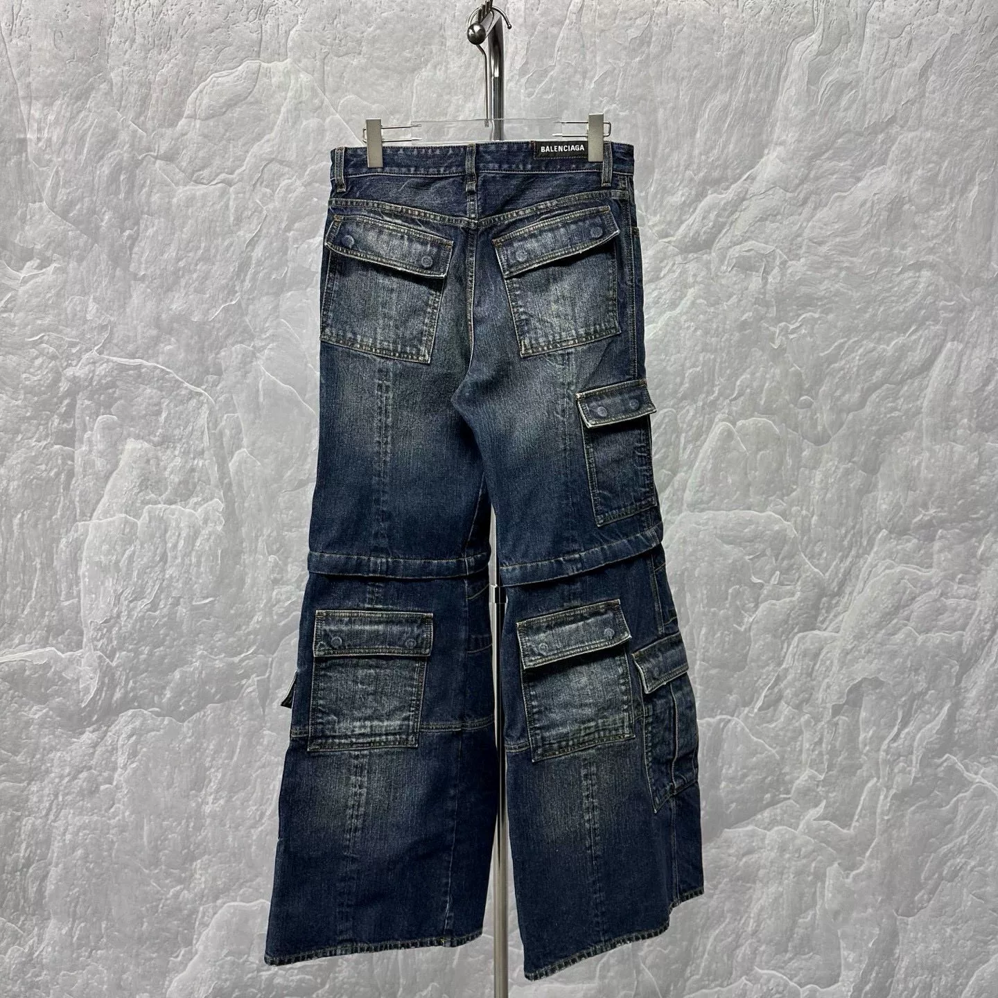 Balenciaga SS25 Flared Cargo Denim Pants — back