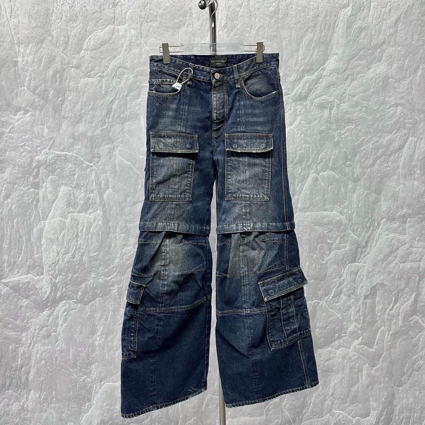 Balenciaga SS25 Flared Cargo Denim Pants