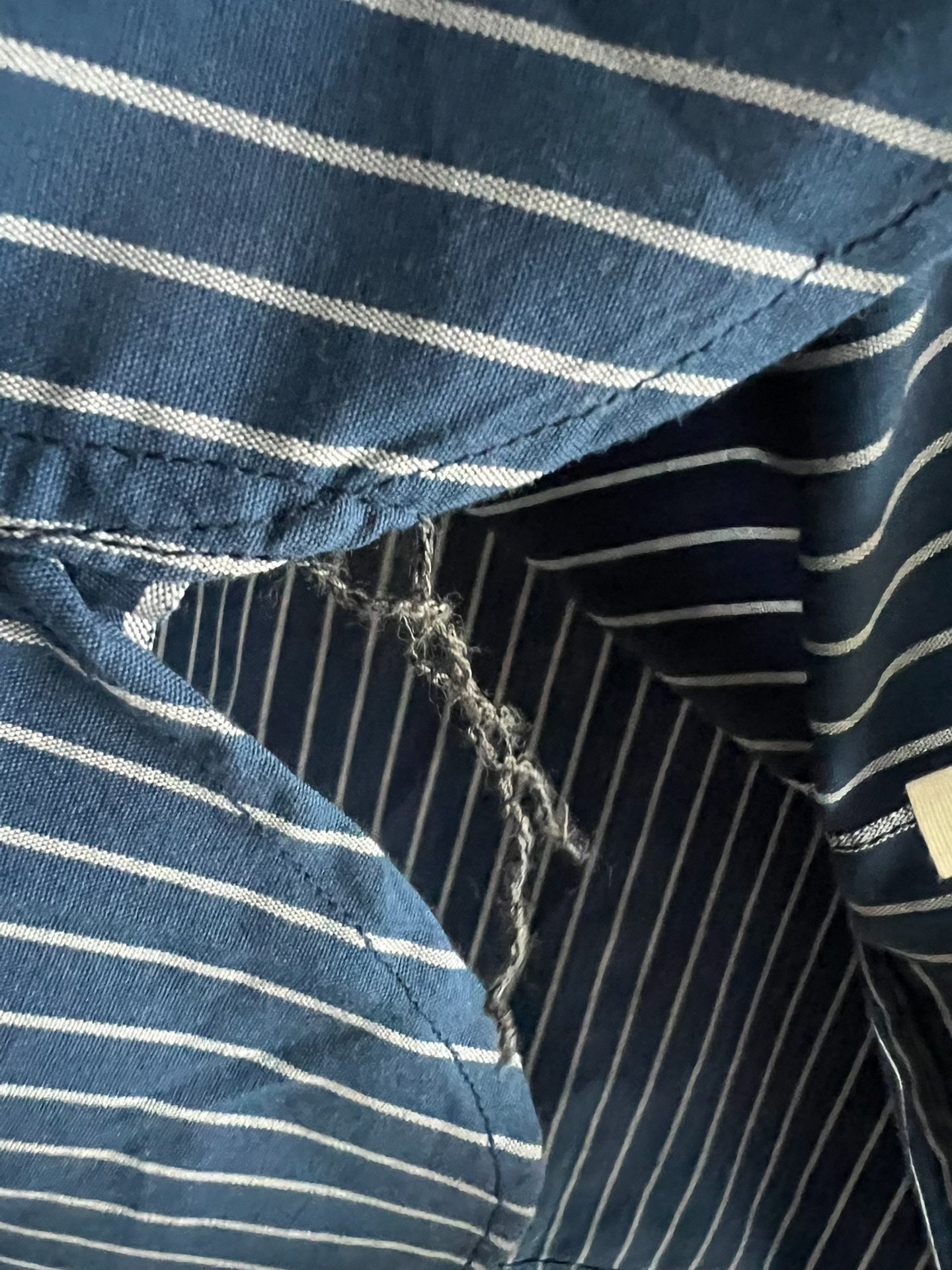 Pherrow’s Indigo Stripe Short Sleeve Work Shirt — back