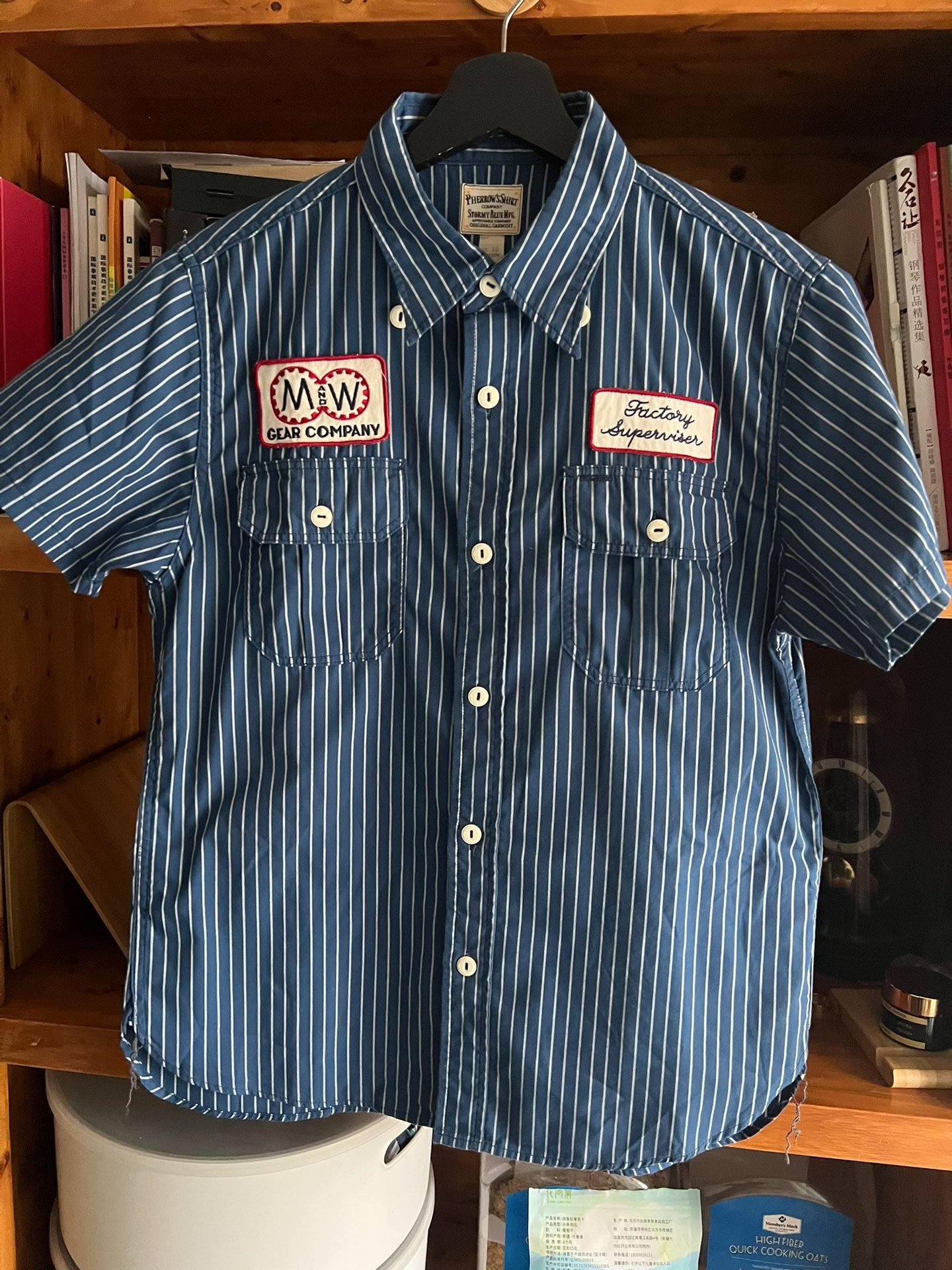 Pherrow’s Indigo Stripe Short Sleeve Work Shirt