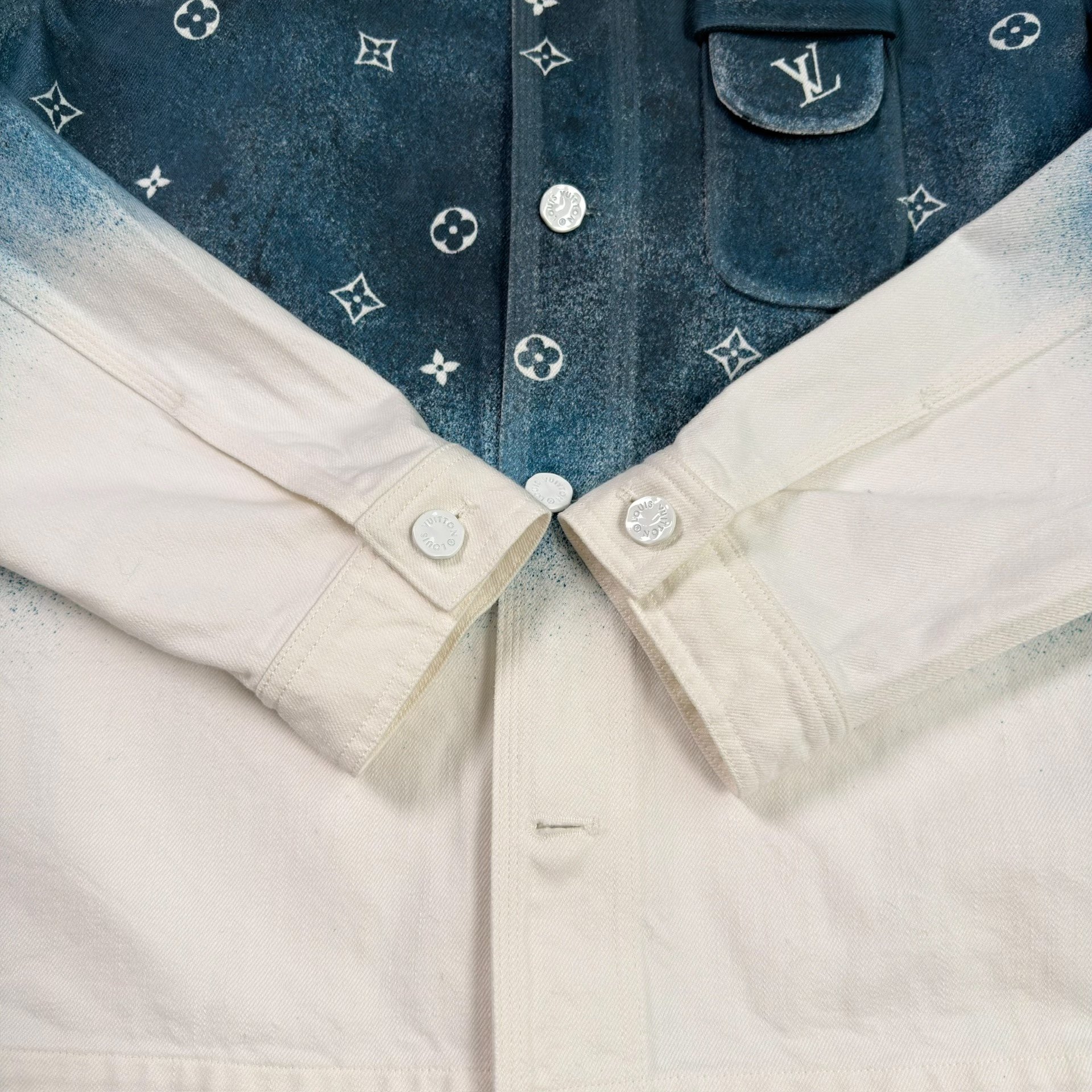 LV Star Print Blue Denim Shirt Jacket — label