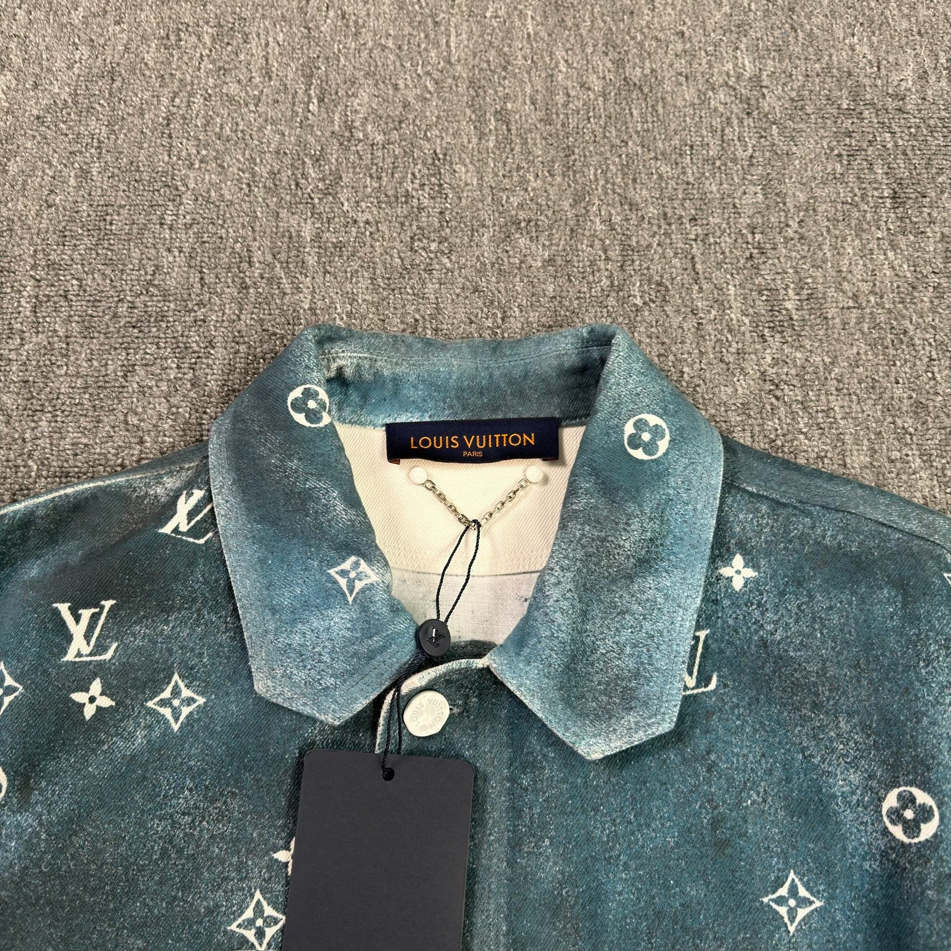 LV Star Print Blue Denim Shirt Jacket — detail