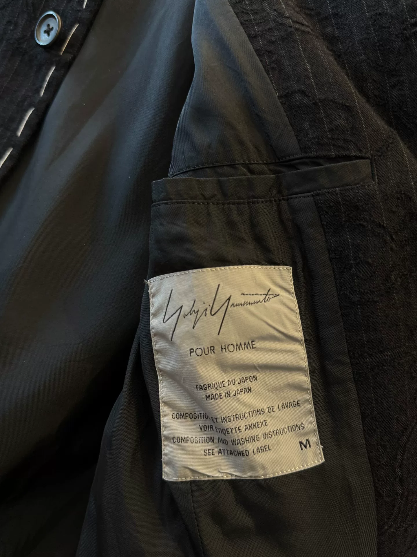 Yohji Yamamoto 98AW Hand-Stitched Suit — detail