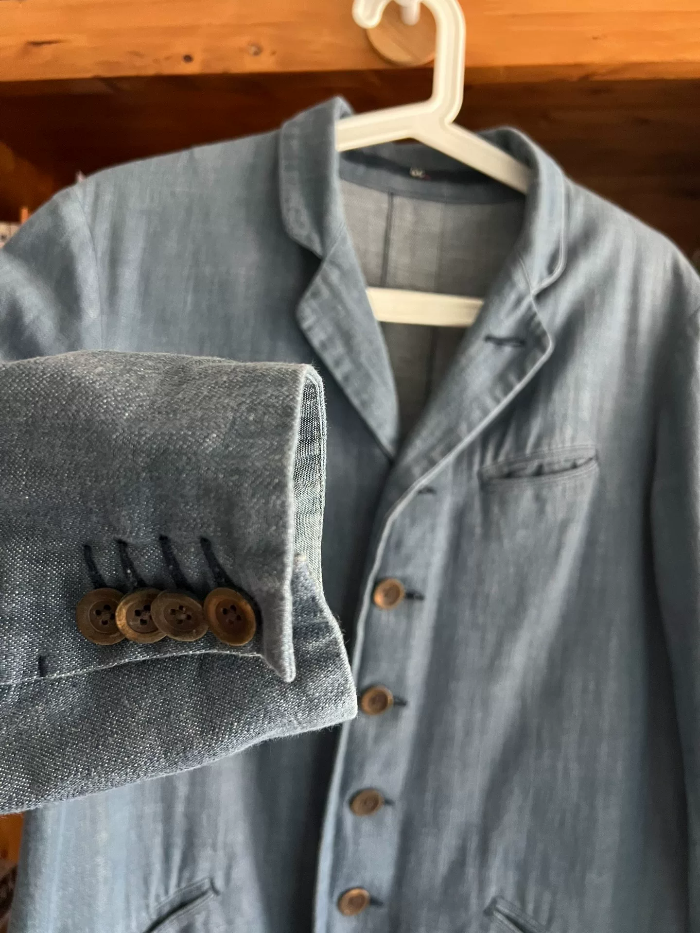 45R Indigo Denim Trench Coat — detail