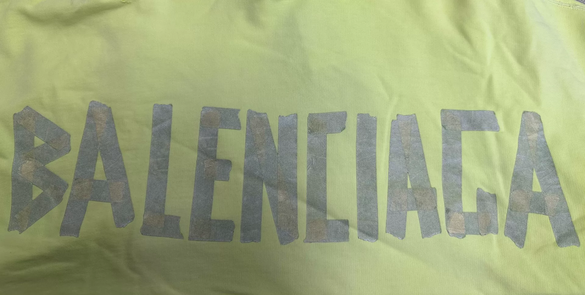 Balenciaga Large Logo Yellow Hoodie — detail