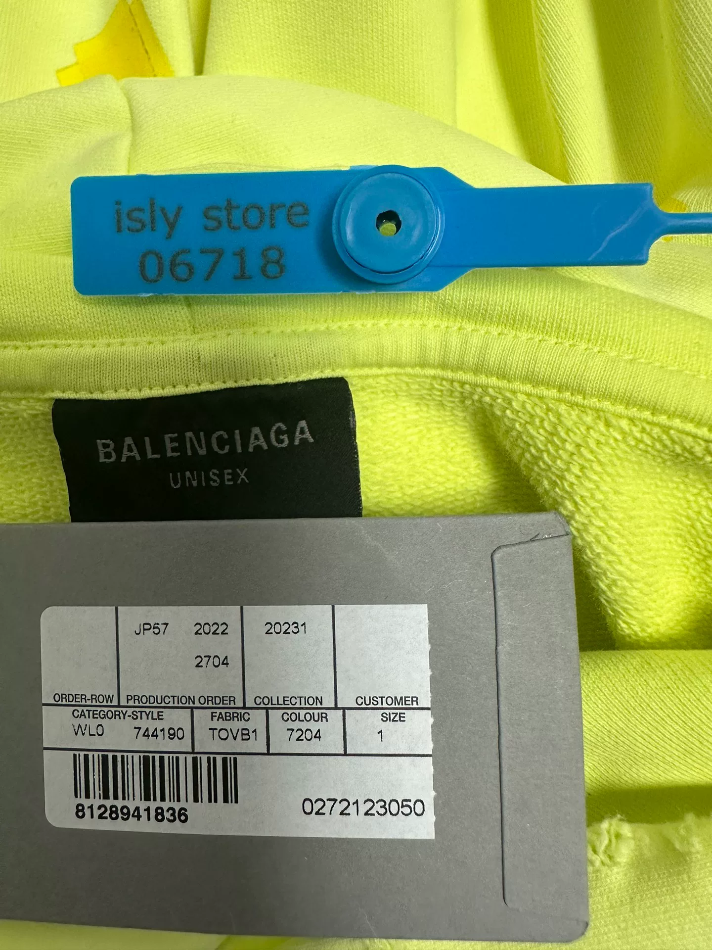 Balenciaga Large Logo Yellow Hoodie — back