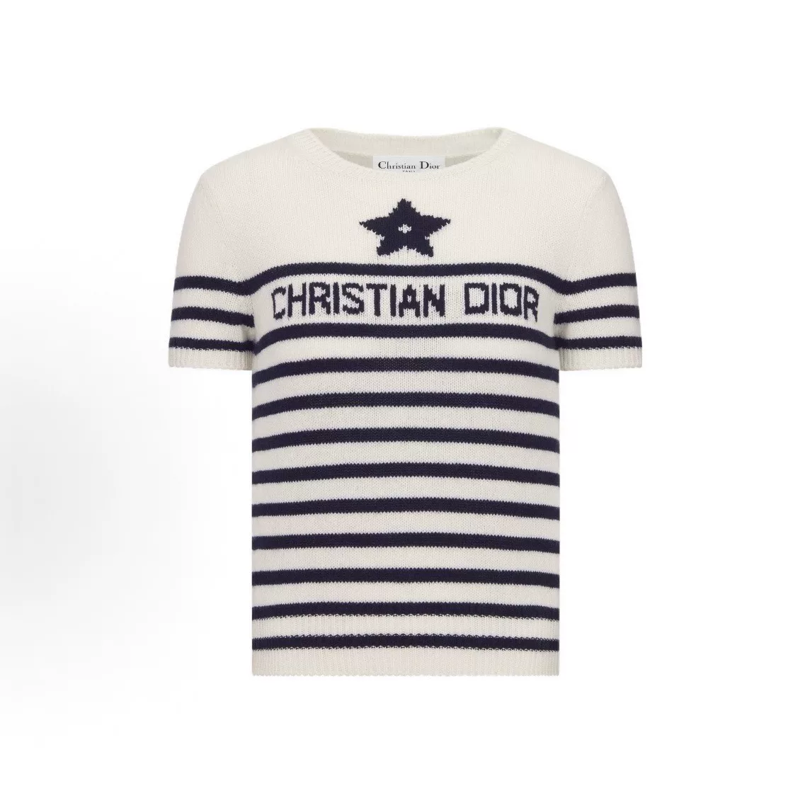 Dior Star Stripe Knit Short-Sleeve Top