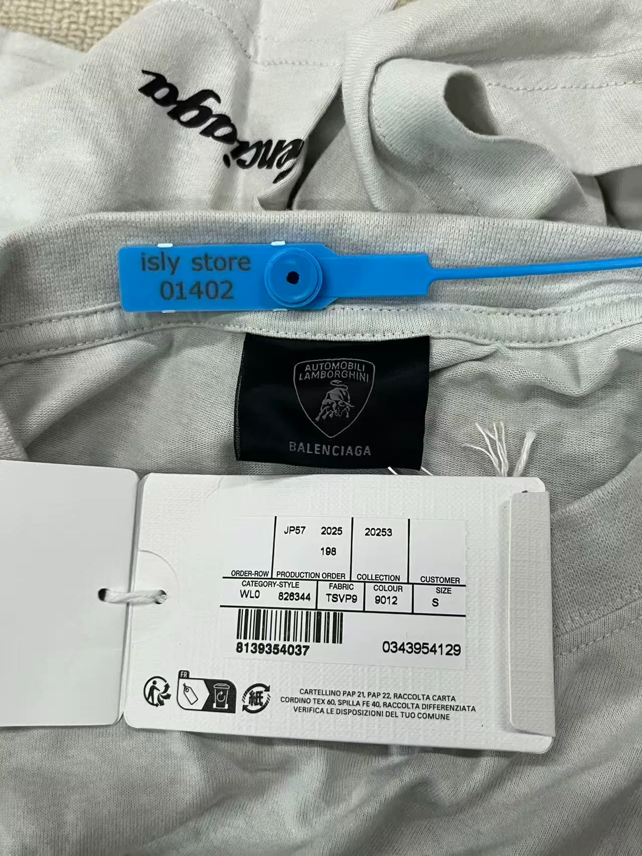 Balenciaga x Lamborghini Asymmetric Loose T-shirt — label