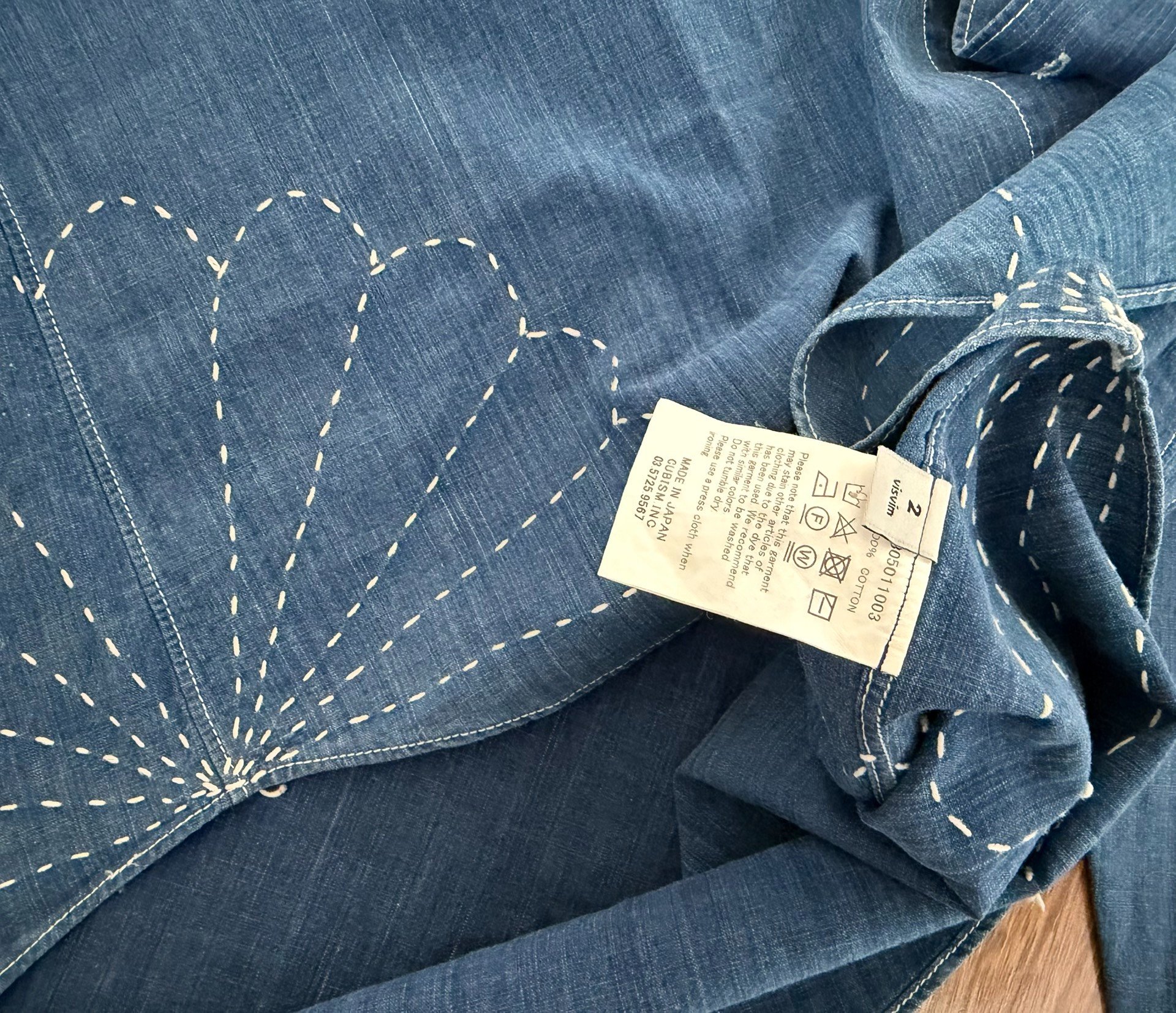 VISVIM LUNGTA SASHIKO L/S CHAMBRAY — back