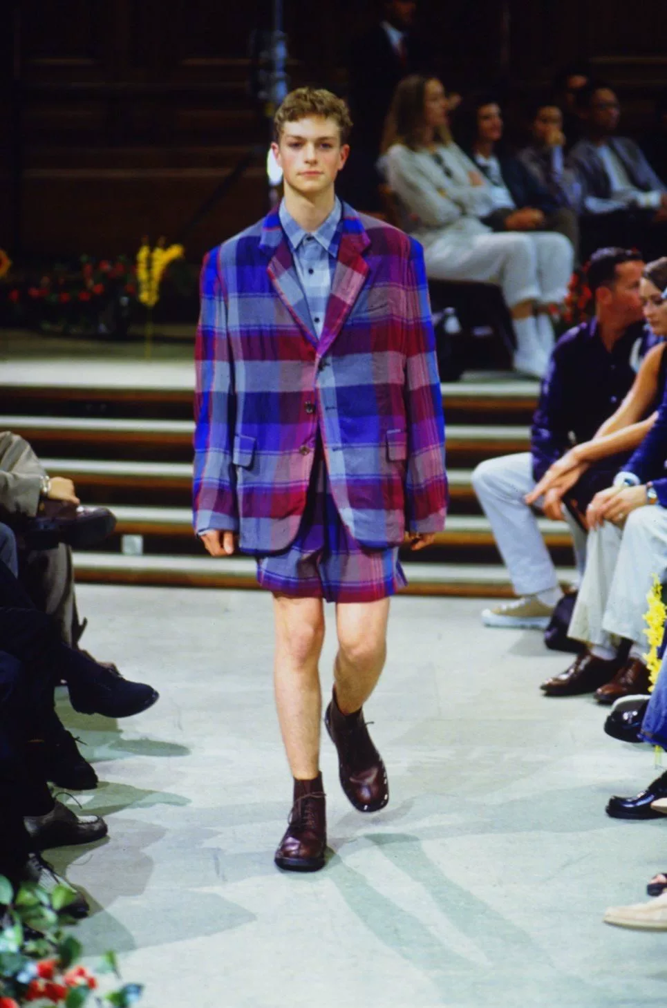Yohji Yamamoto 96SS Plaid Rayon Shorts — front