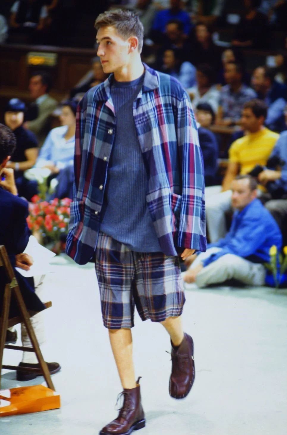 Yohji Yamamoto 96SS Plaid Rayon Shorts — detail
