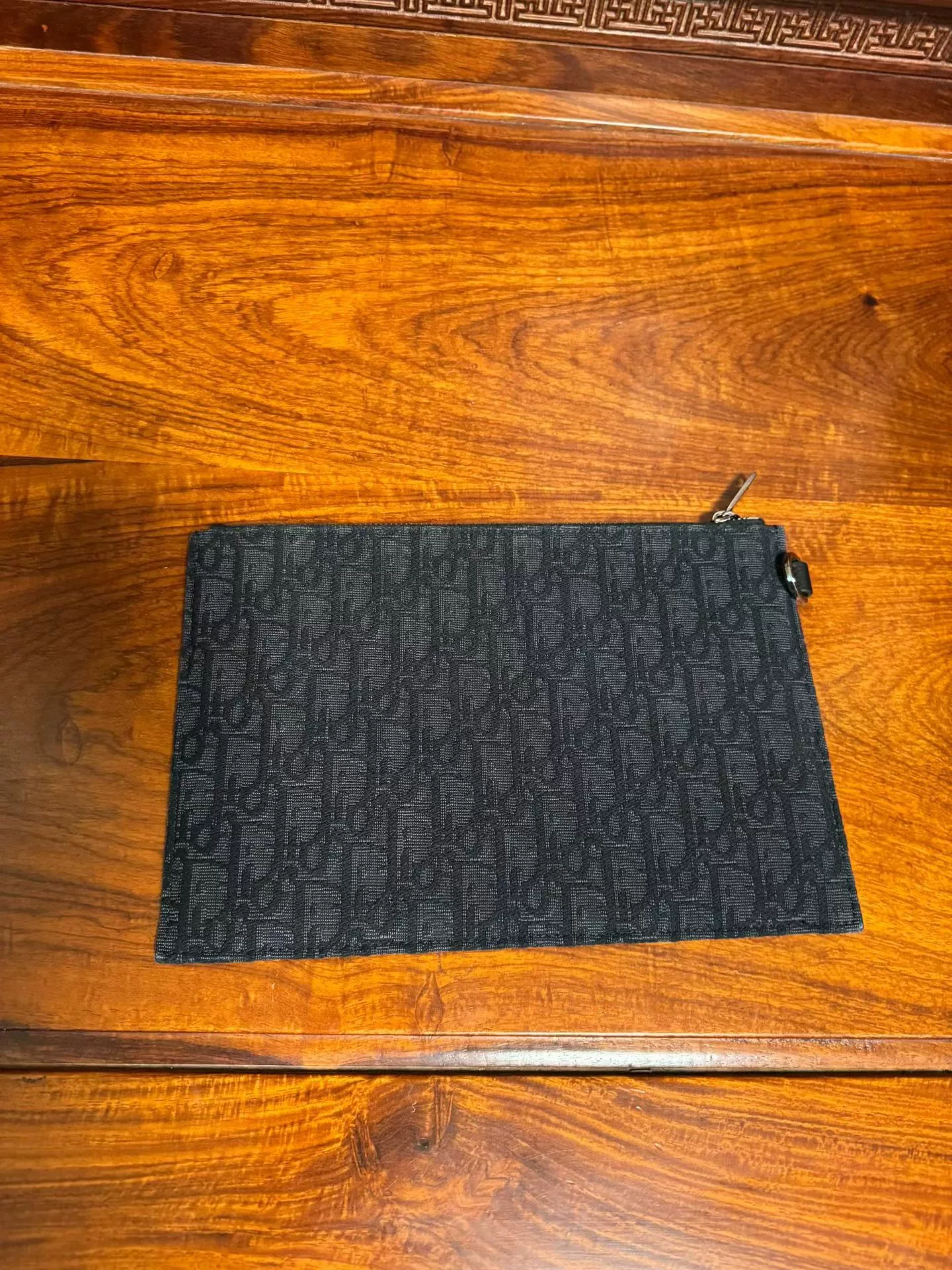 Dior Monogram Black Clutch — front
