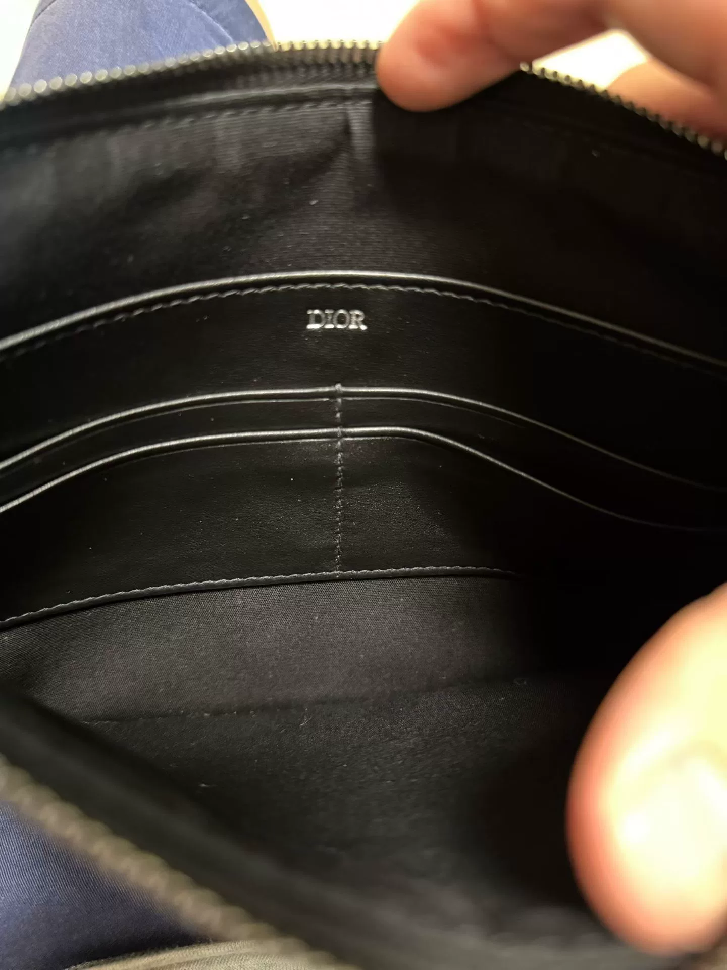 Dior Monogram Black Clutch — label