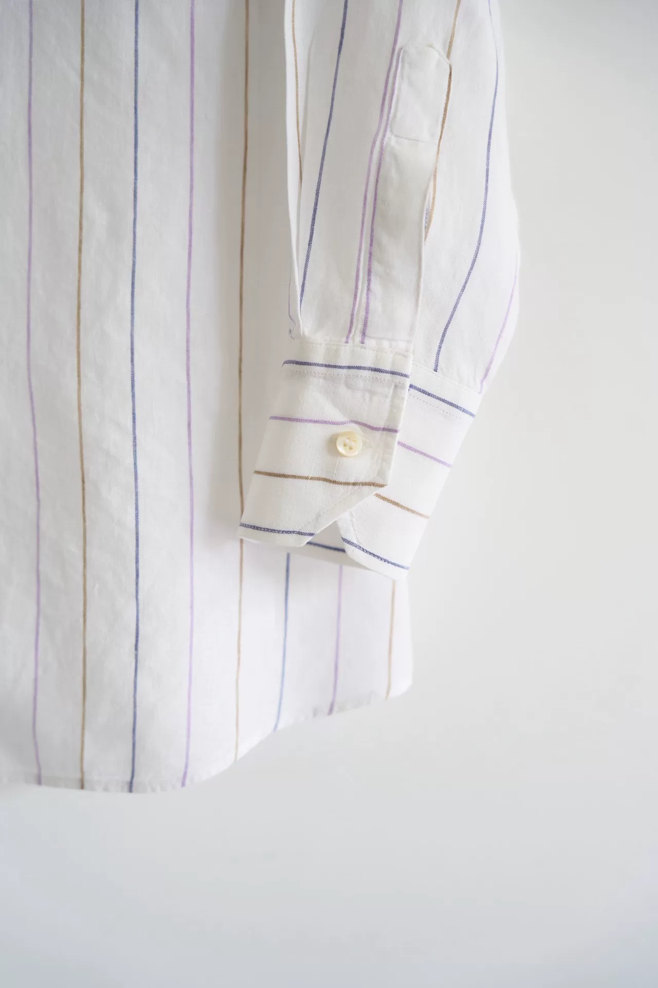 Loro Piana Cuban Collar Stripe Linen Shirt — back