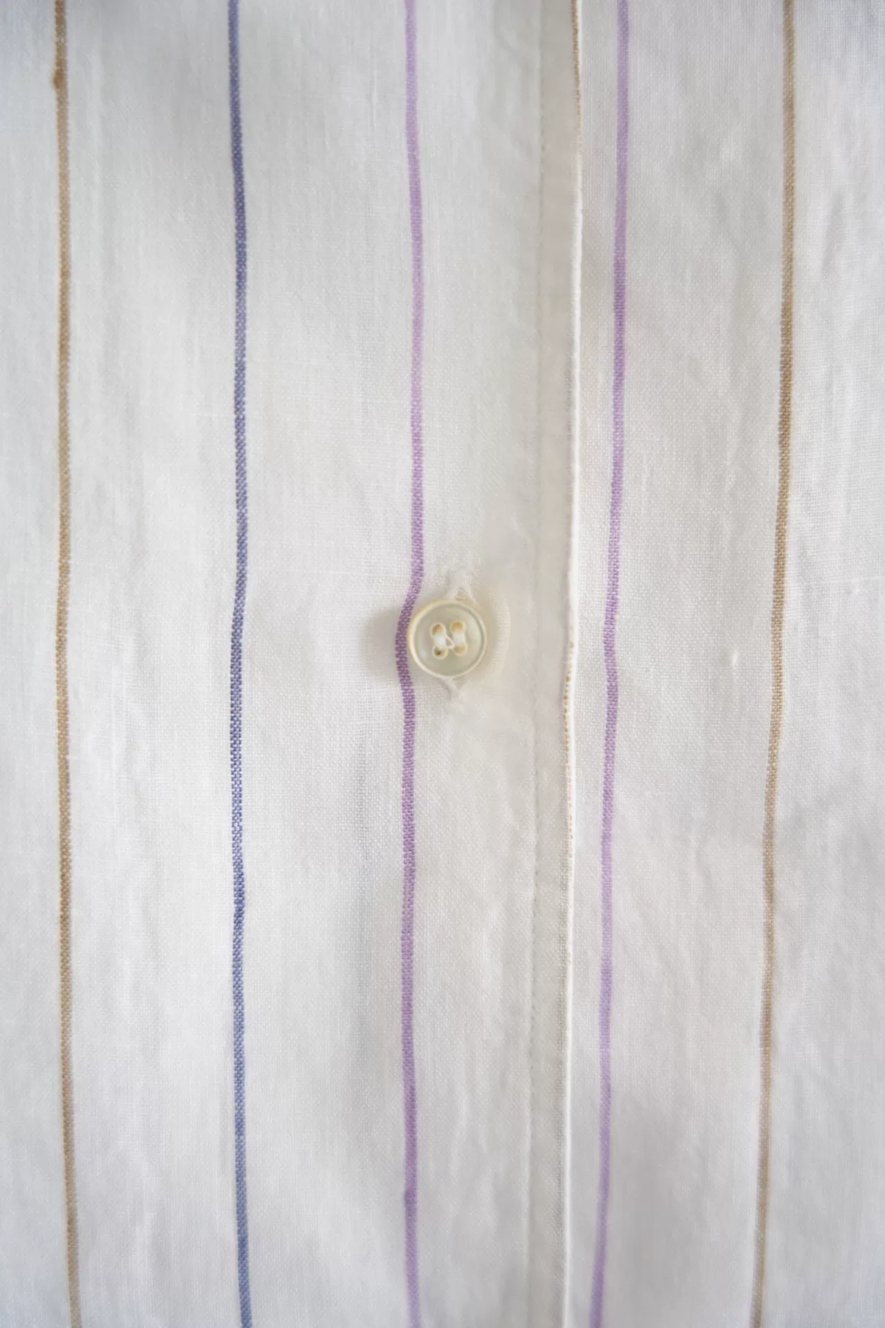 Loro Piana Cuban Collar Stripe Linen Shirt — label