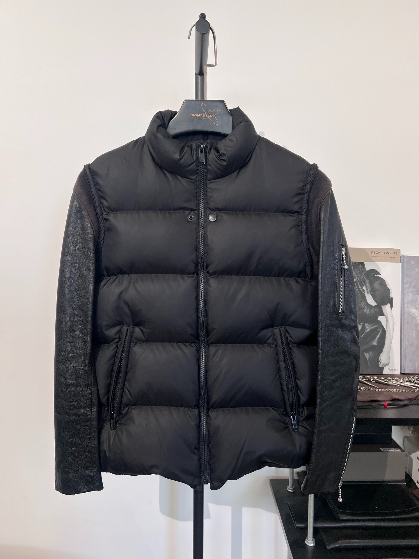 Undercover Leather Sleeve Black Puffer Jacket