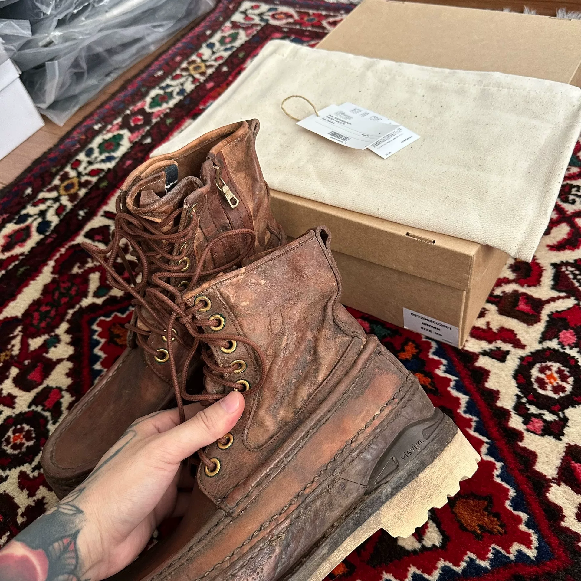 visvim 22AW ICT Grizzly Mud-Dyed Boots — detail