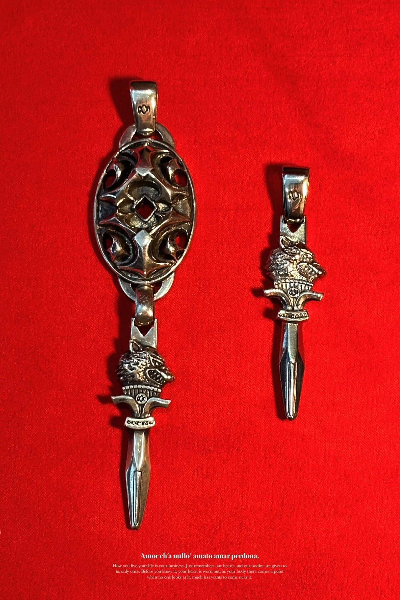 Yohji Gothic Silver Wolf King Pendant — front