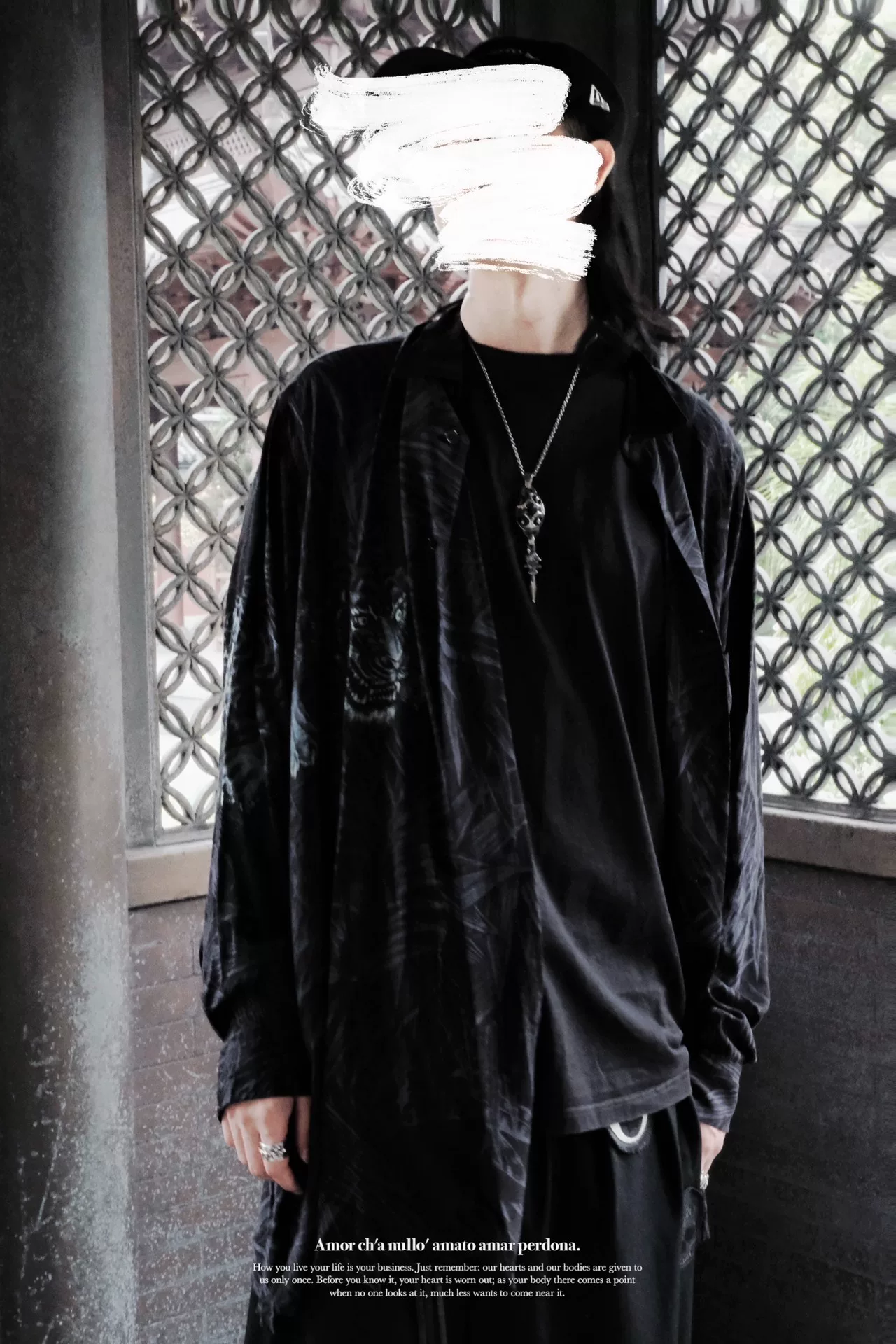 Yohji Gothic Silver Wolf King Pendant — back