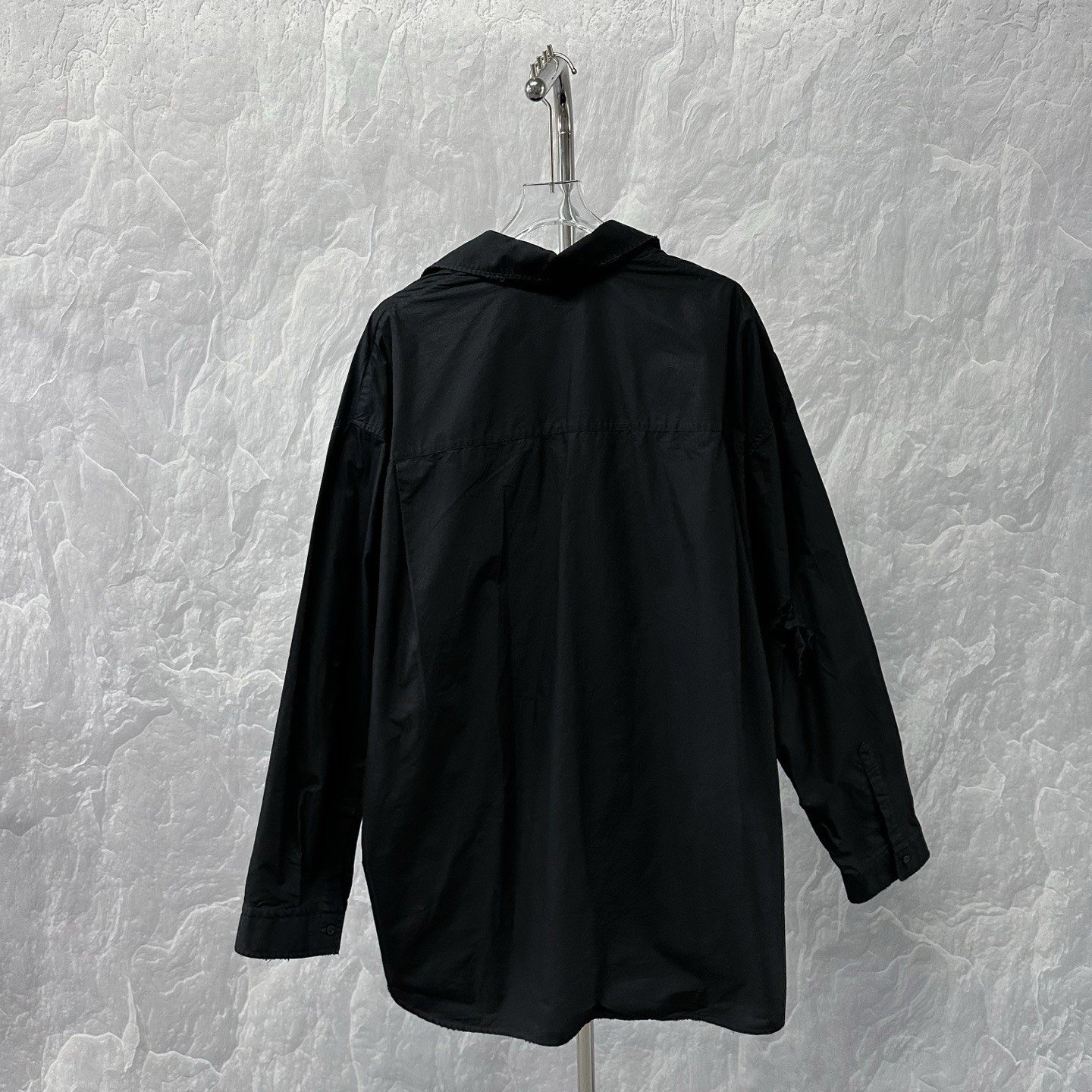 Balenciaga SS24 Double Ring Embroidered Distressed Shirt Jacket — back