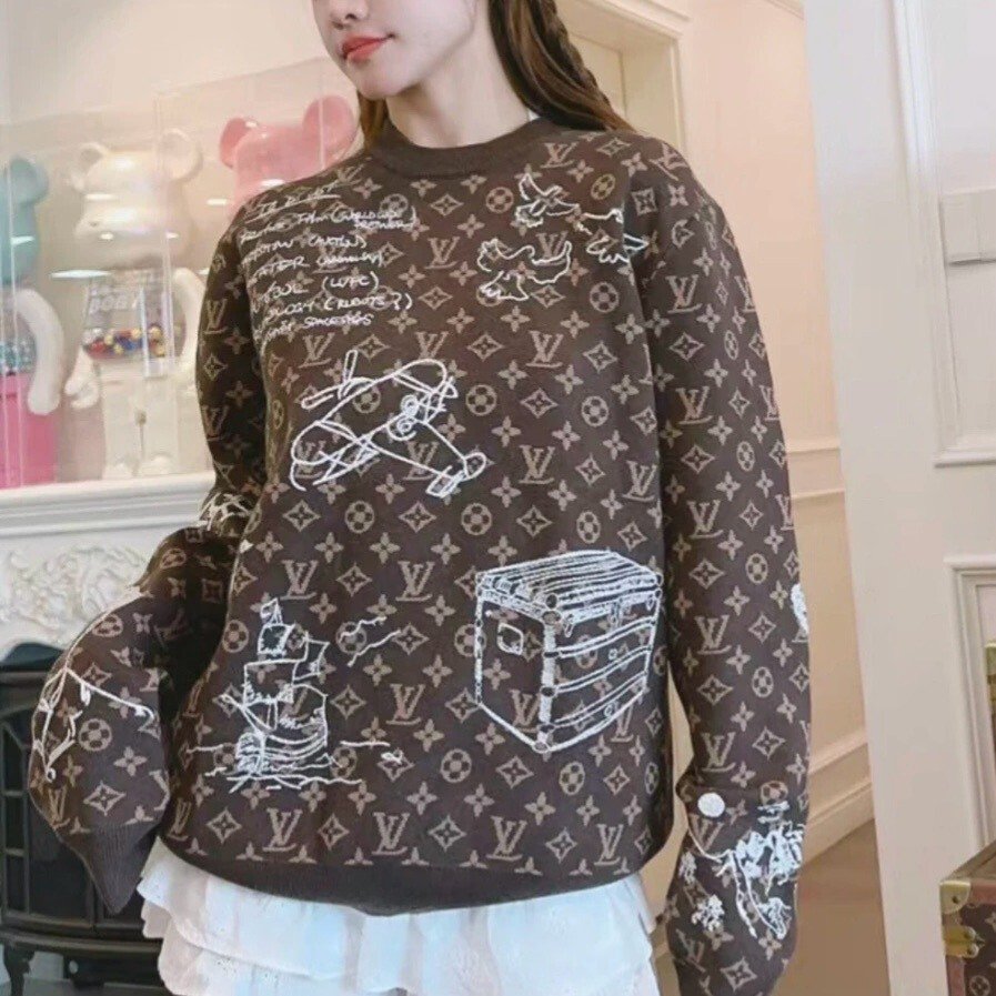 Louis Vuitton Monogram Graffiti Embroidered Wool Sweater