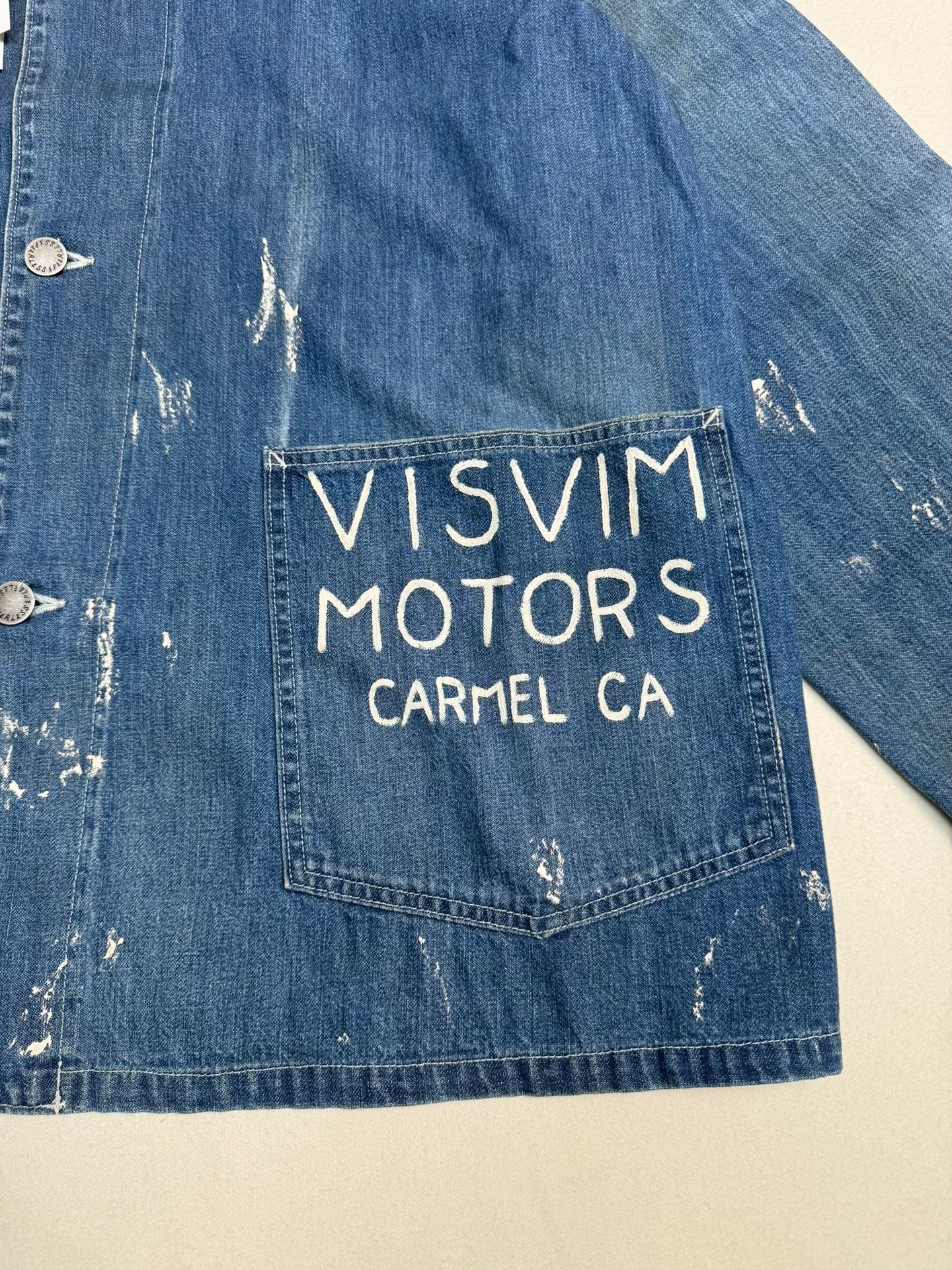 Visvim 25AW SS Coverall Distressed Denim Jacket — back