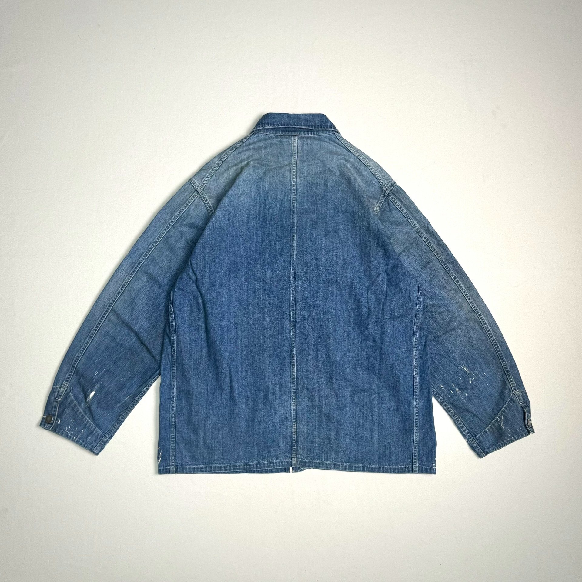 Visvim 25AW SS Coverall Distressed Denim Jacket — front