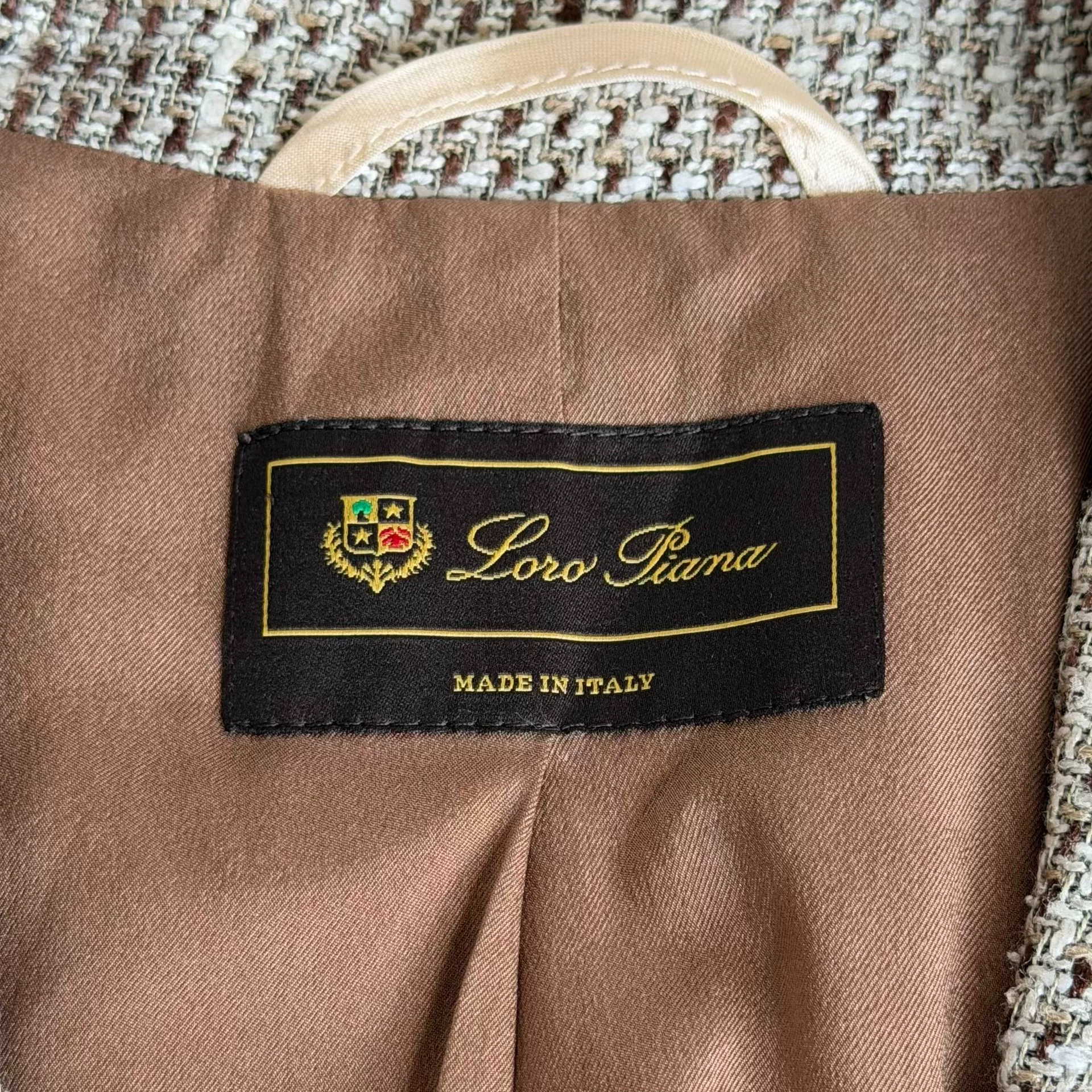 Loro Piana Oatmeal Tweed Blazer — label