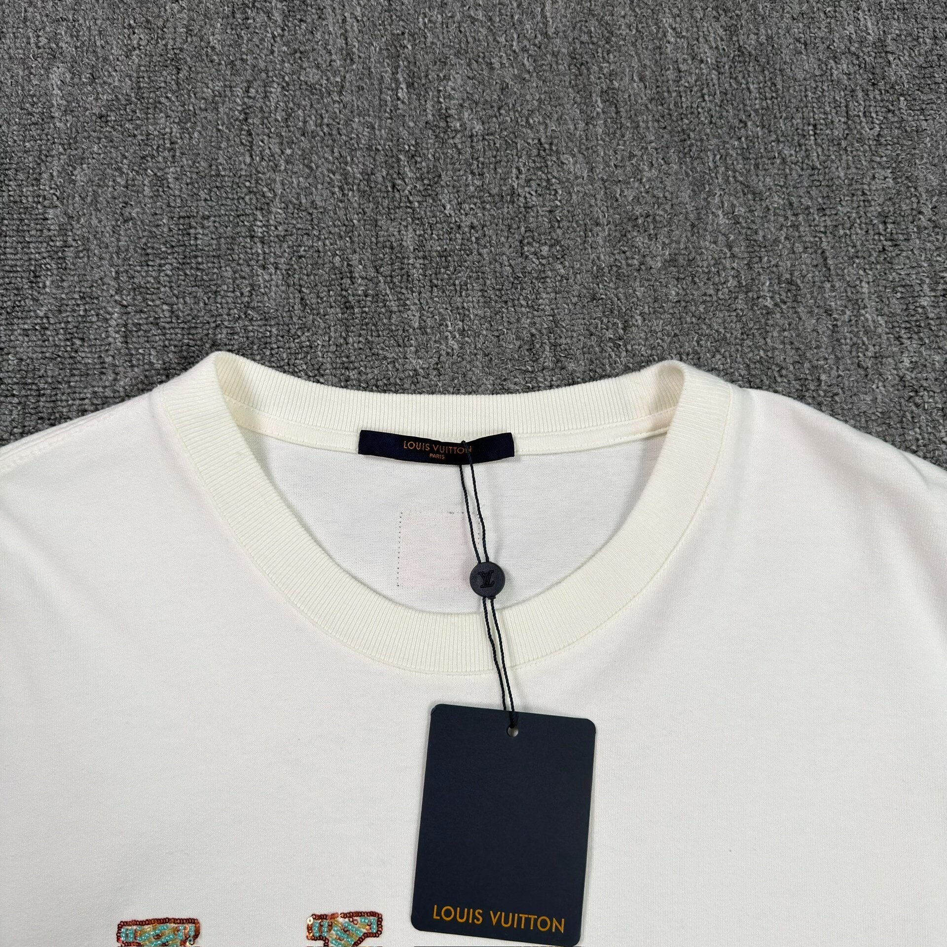 LV Sequin Large Logo Short-Sleeve T-Shirt — detail
