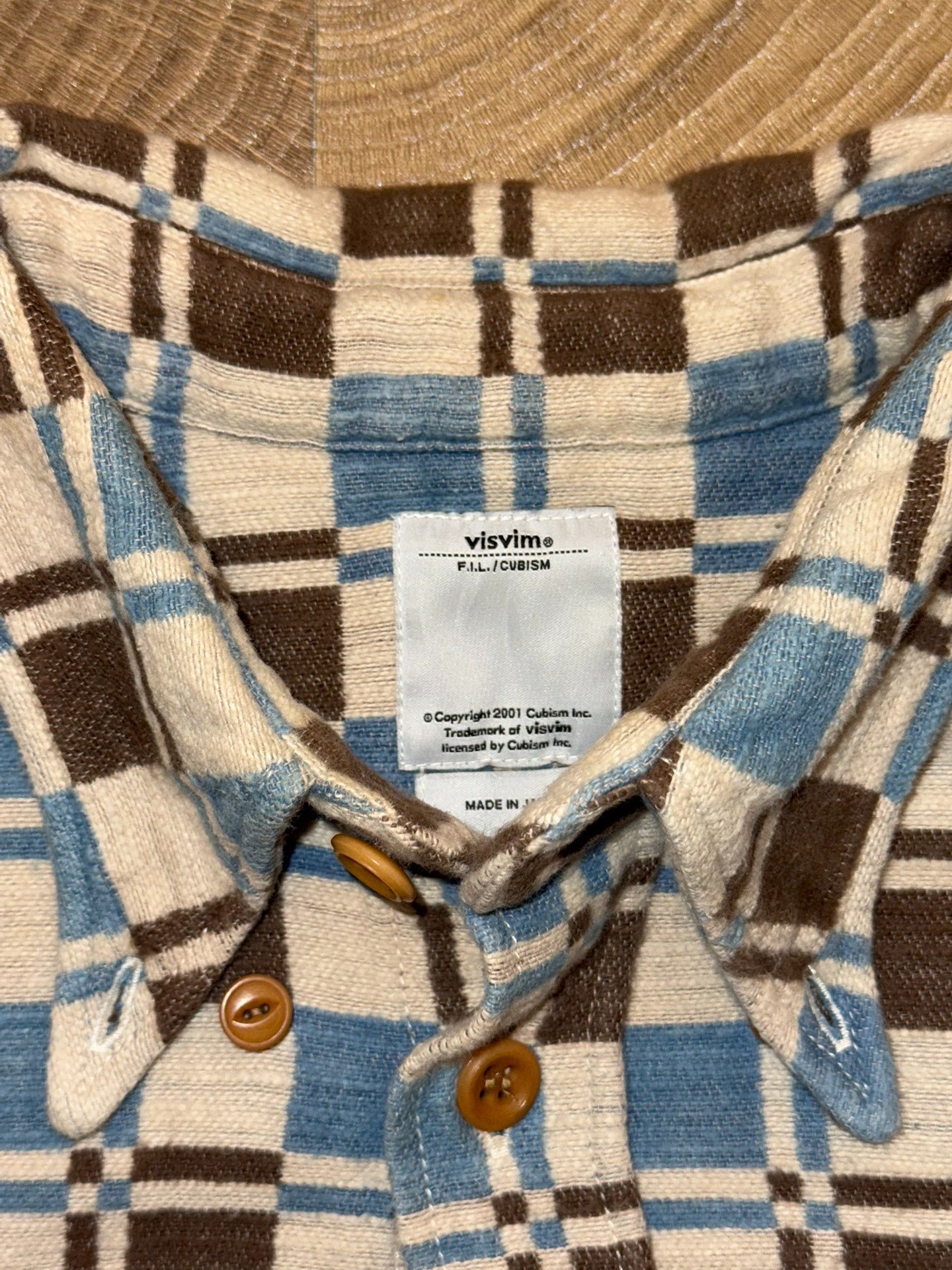 Visvim 16AW Wally Indigo Check Shirt — label