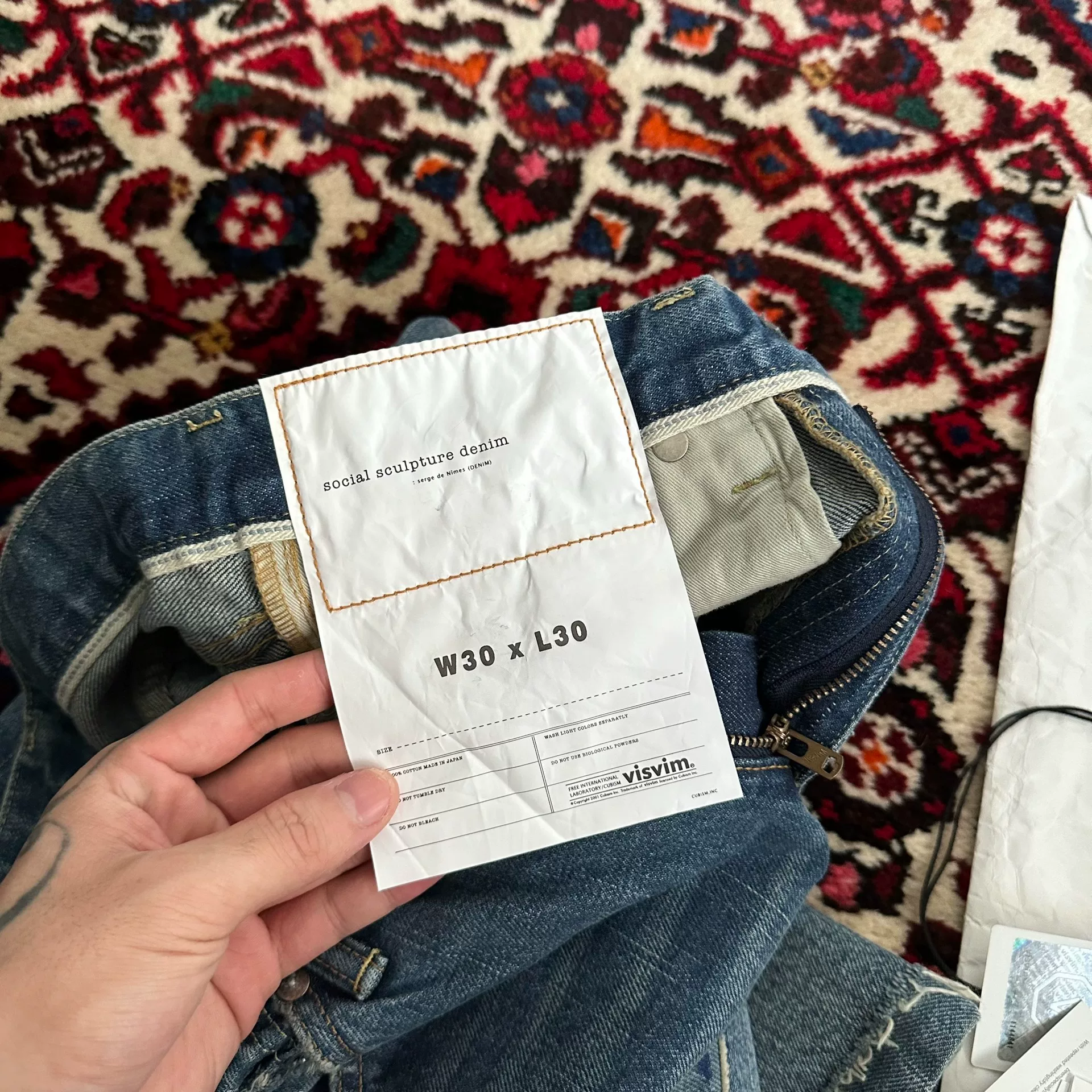 visvim 18ss Journeyman Wide Mud Jeans — detail